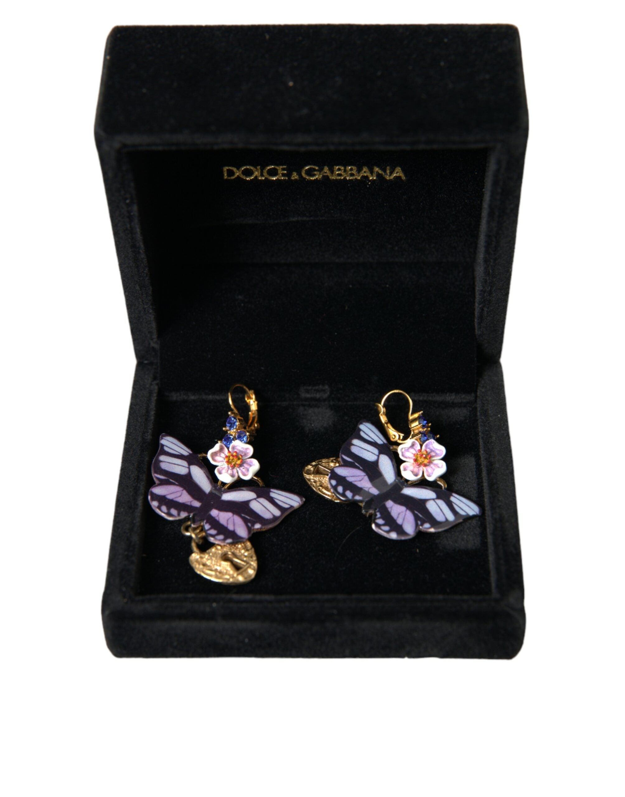 Dolce & Gabbana Gold Purple Crystal Butterfly Heart Locket Earrings - Luksuslaukut ja asusteet Dolce & Gabbana - Tutustu YVES JAVANNI® 