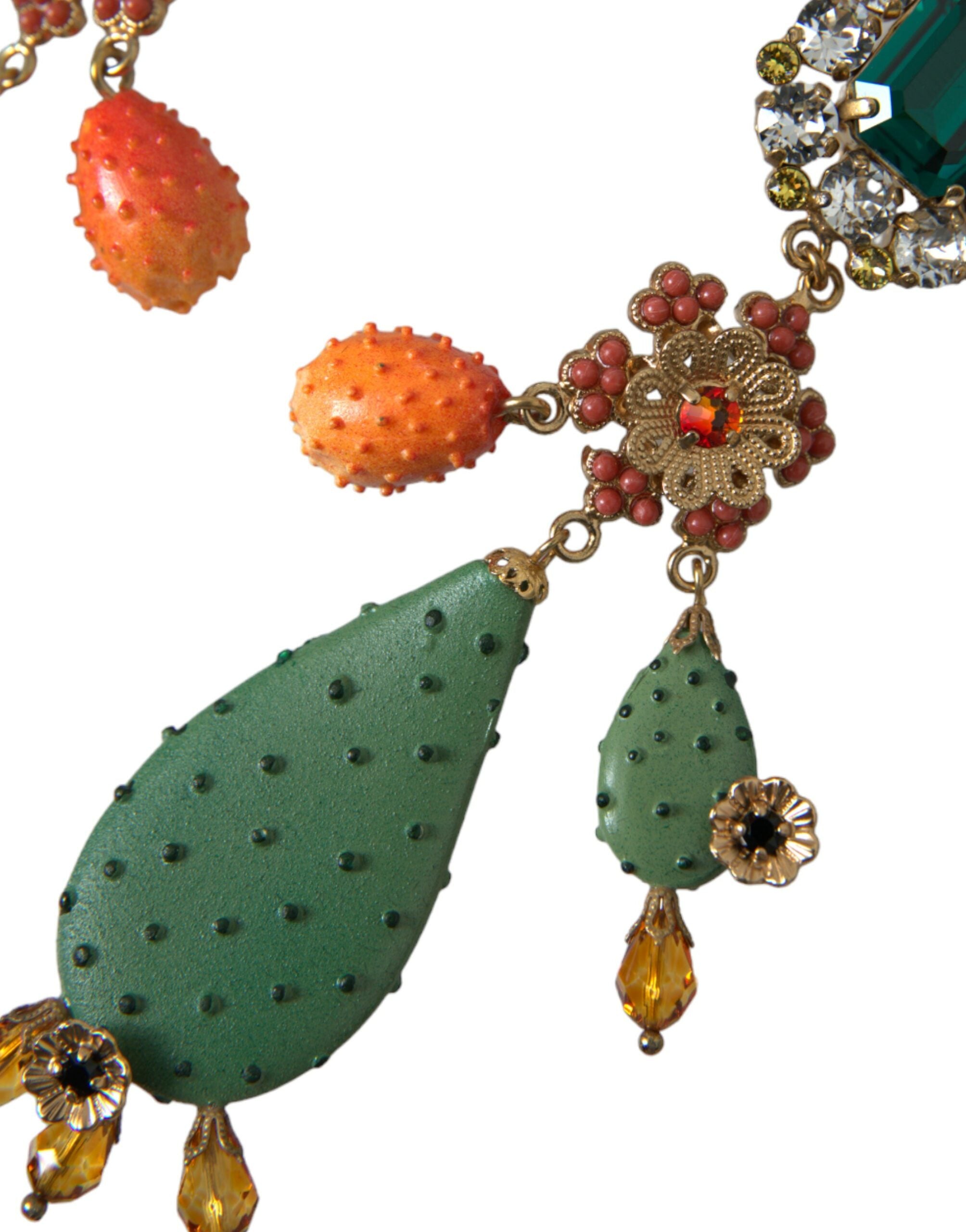 Dolce & Gabbana Green Cactus Crystal Clip On Jewelry Dangling Earrings - Luksuslaukut ja asusteet Dolce & Gabbana - Tutustu YVES JAVANNI® 