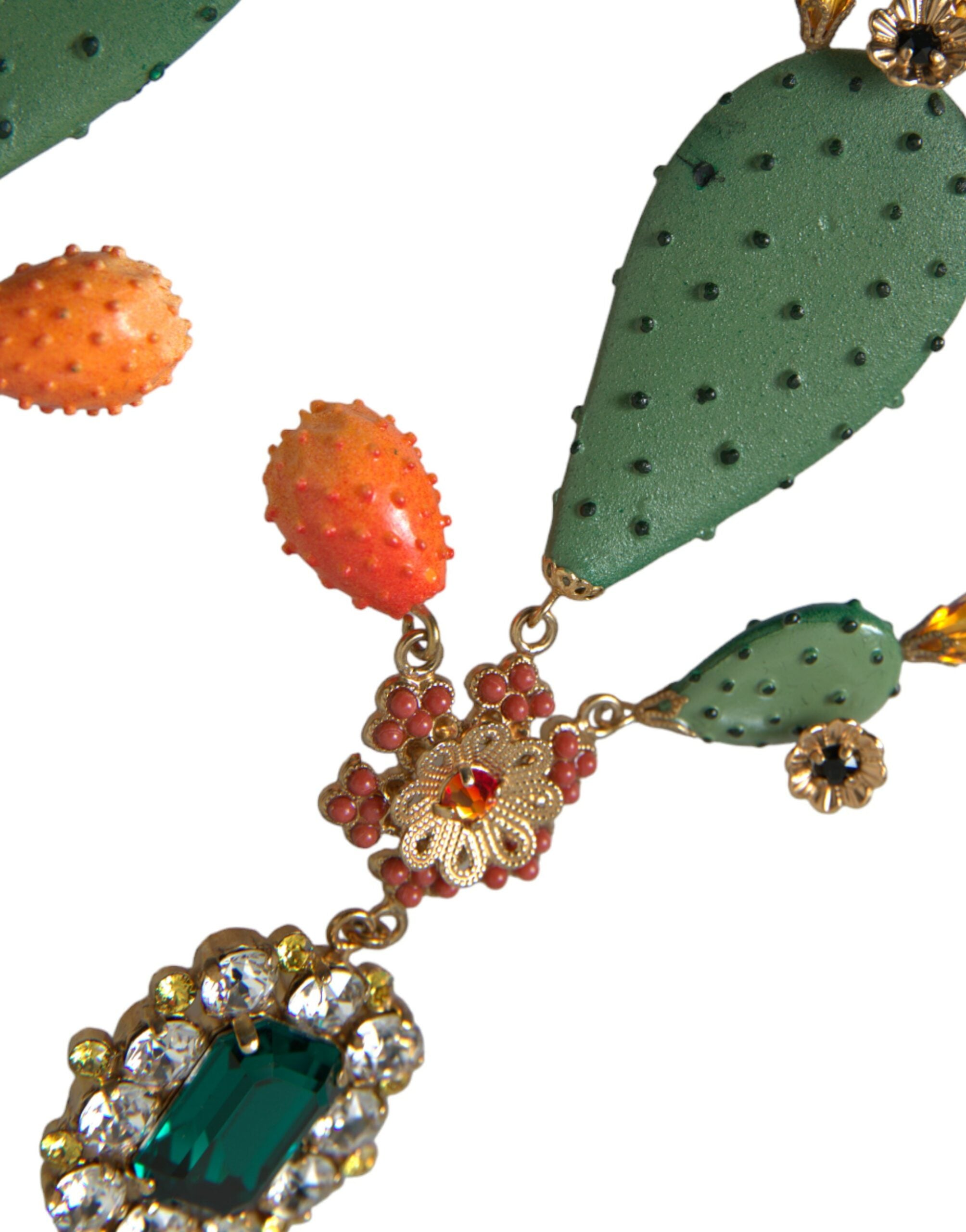 Dolce & Gabbana Green Cactus Crystal Clip On Jewelry Dangling Earrings - Luksuslaukut ja asusteet Dolce & Gabbana - Tutustu YVES JAVANNI® 