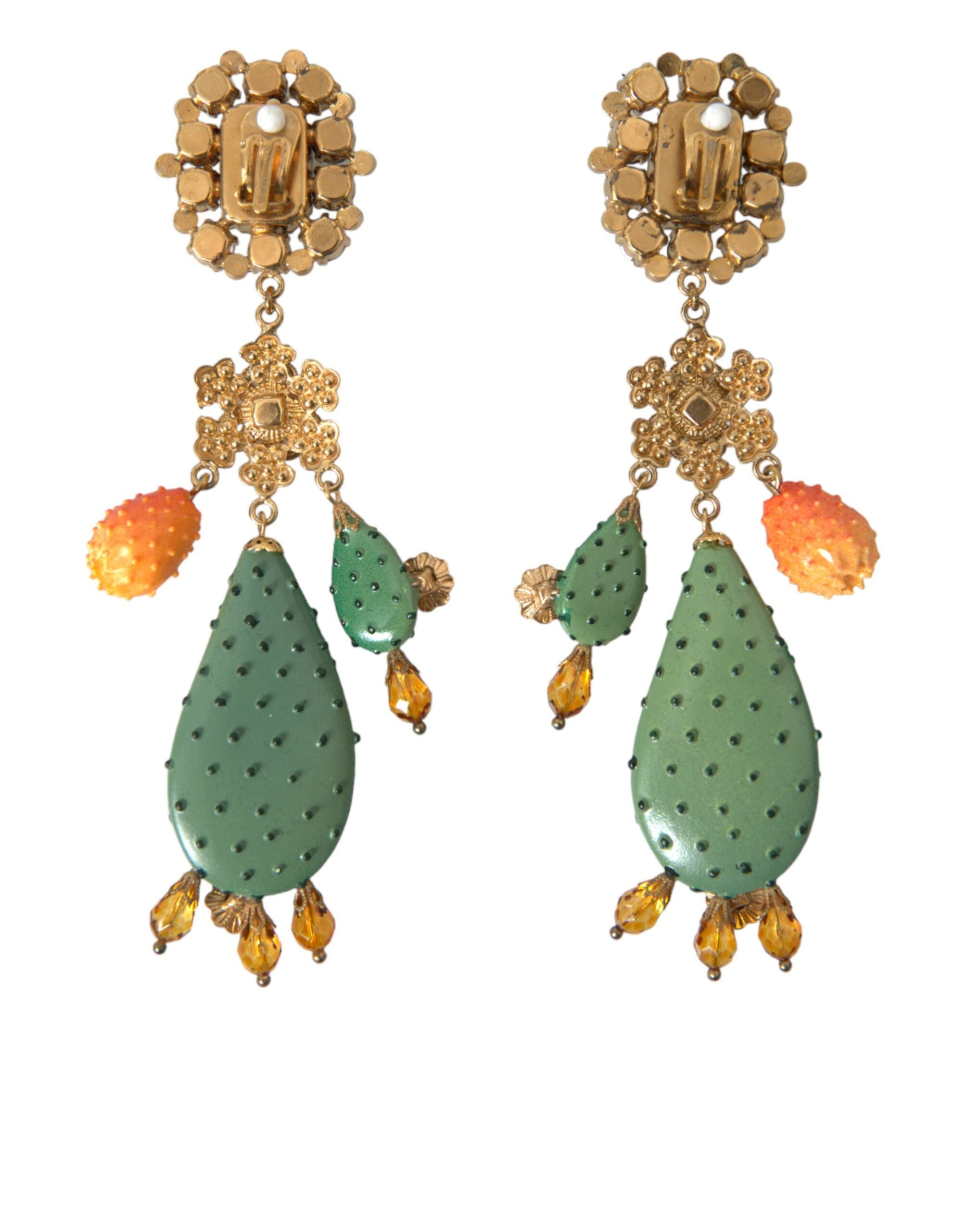 Dolce & Gabbana Green Cactus Crystal Clip On Jewelry Dangling Earrings - Luksuslaukut ja asusteet Dolce & Gabbana - Tutustu YVES JAVANNI® 