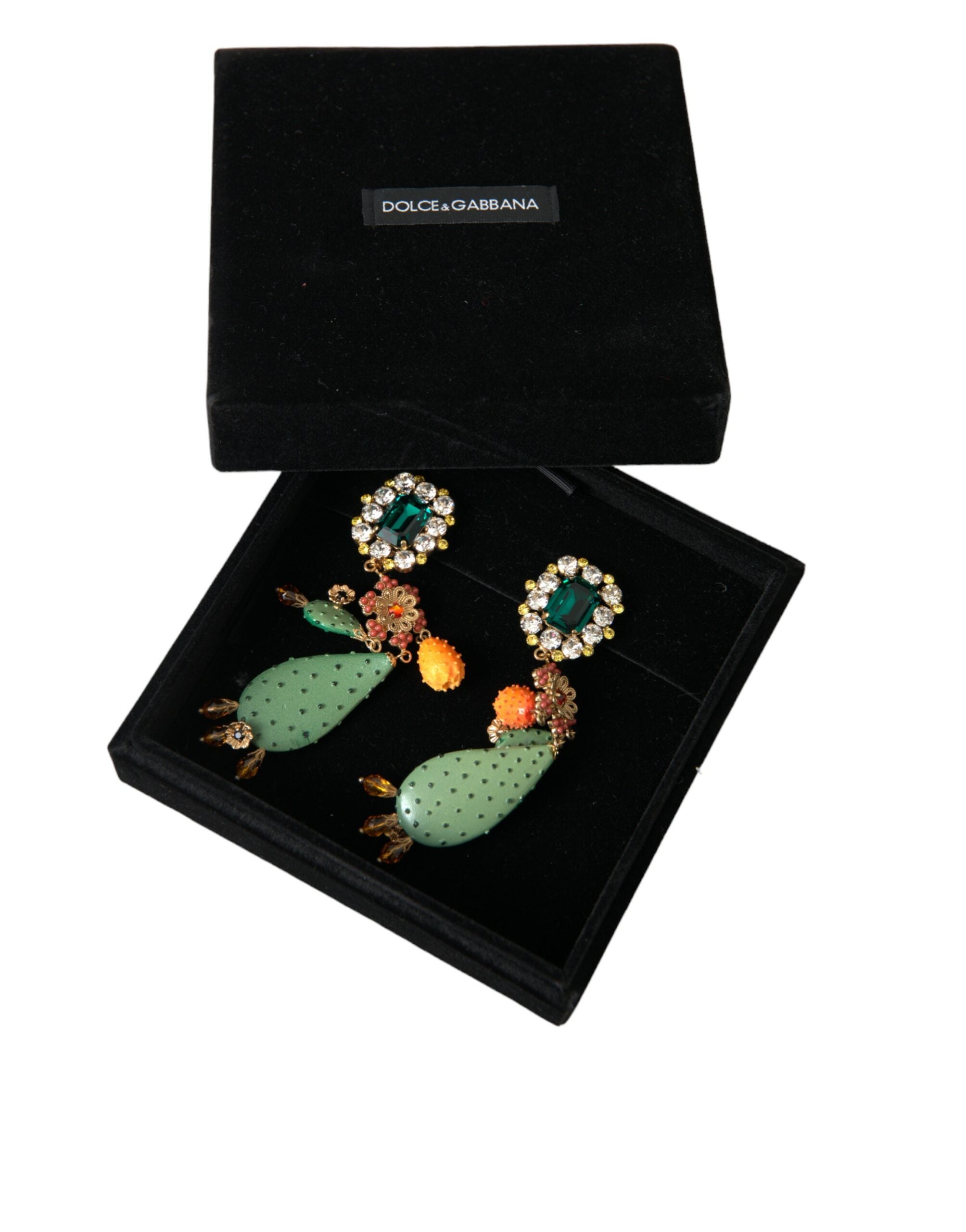 Dolce & Gabbana Green Cactus Crystal Clip On Jewelry Dangling Earrings - Luksuslaukut ja asusteet Dolce & Gabbana - Tutustu YVES JAVANNI® 