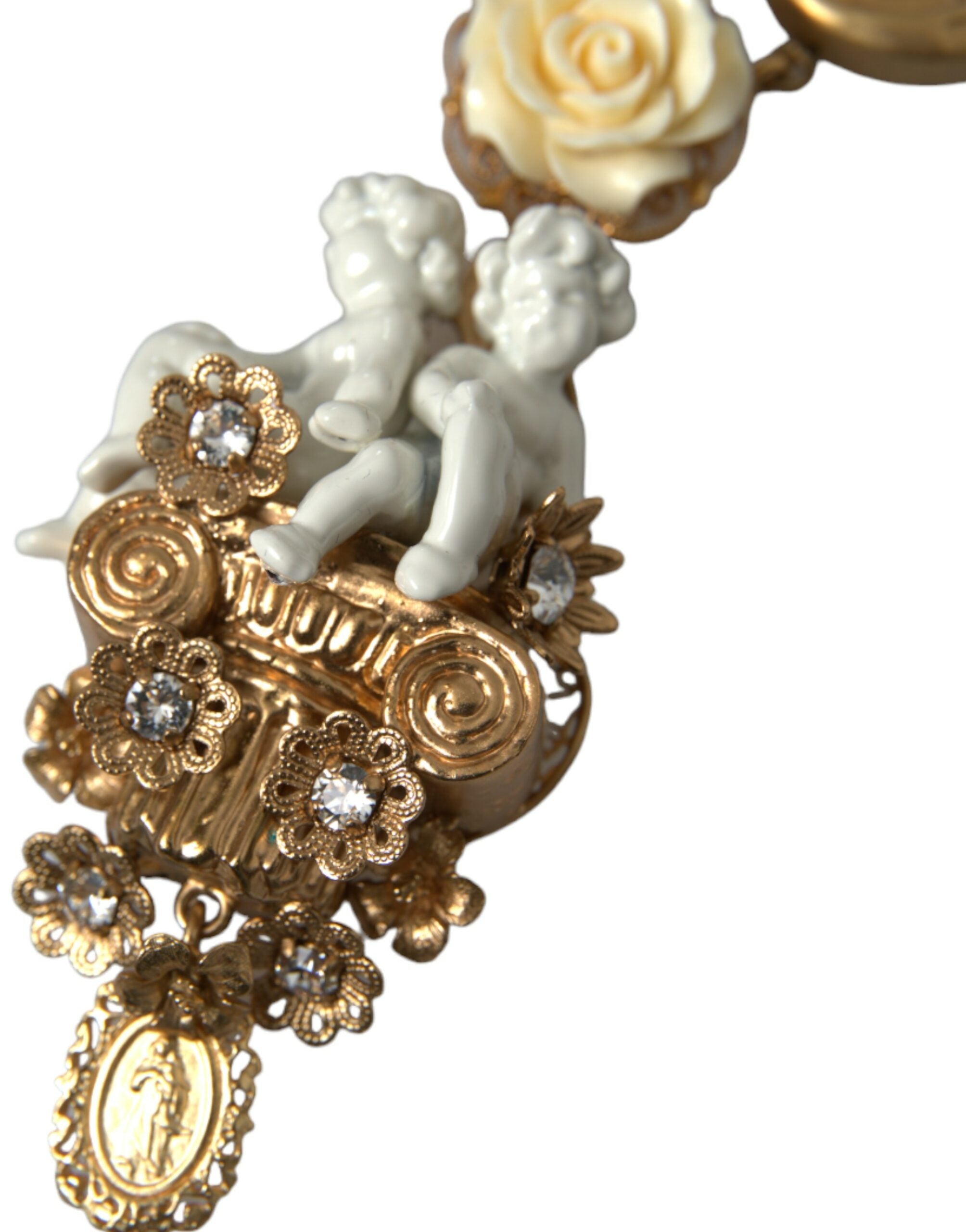 Dolce & Gabbana Gold Brass Angel Floral Beaded Embellished Necklace - Luksusmuotia Dolce & Gabbana - Tutustu YVES JAVANNI® 