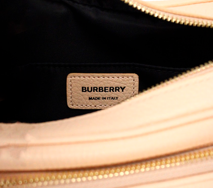 Burberry Small Branded Peach Pink Grainy Leather Camera Crossbody Bag - Luxury from Burberry - Shop at YVES JAVANNI