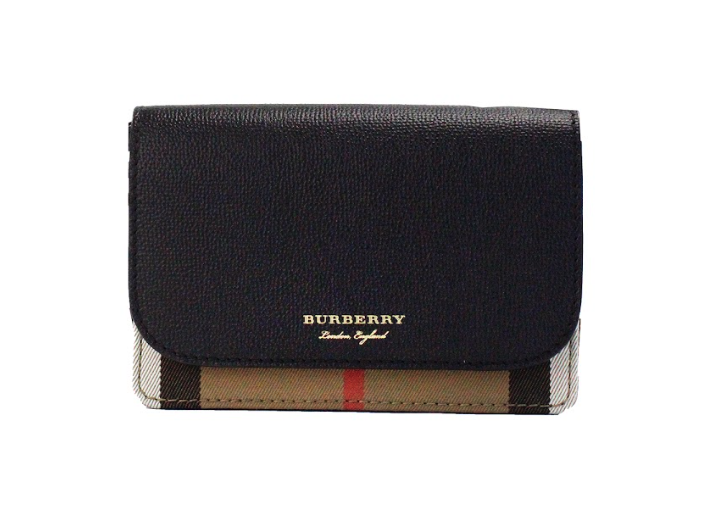 Burberry Hampshire Small House Check Canvas Black Derby Leather Crossbody Bag - Luxury from Burberry - Shop at YVES JAVANNI