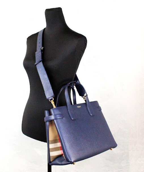 Burberry Banner Medium Regency Blue Leather Tote Crossbody Handbag Purse - Luxury from Burberry - Shop at YVES JAVANNI