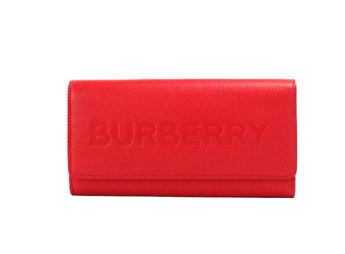 Burberry Porter Red Grained Leather Embossed Continental Clutch Flap Wallet - Luksusmuotia Burberry - Tutustu YVES JAVANNI® 