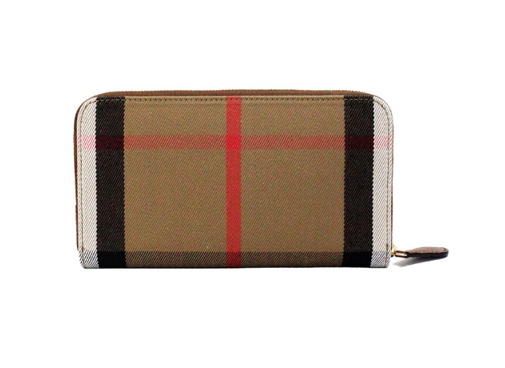 Burberry Elmore Tan Grainy Leather House Check Canvas Continental Clutch Wallet - Luksusmuotia Burberry - Tutustu YVES JAVANNI® 