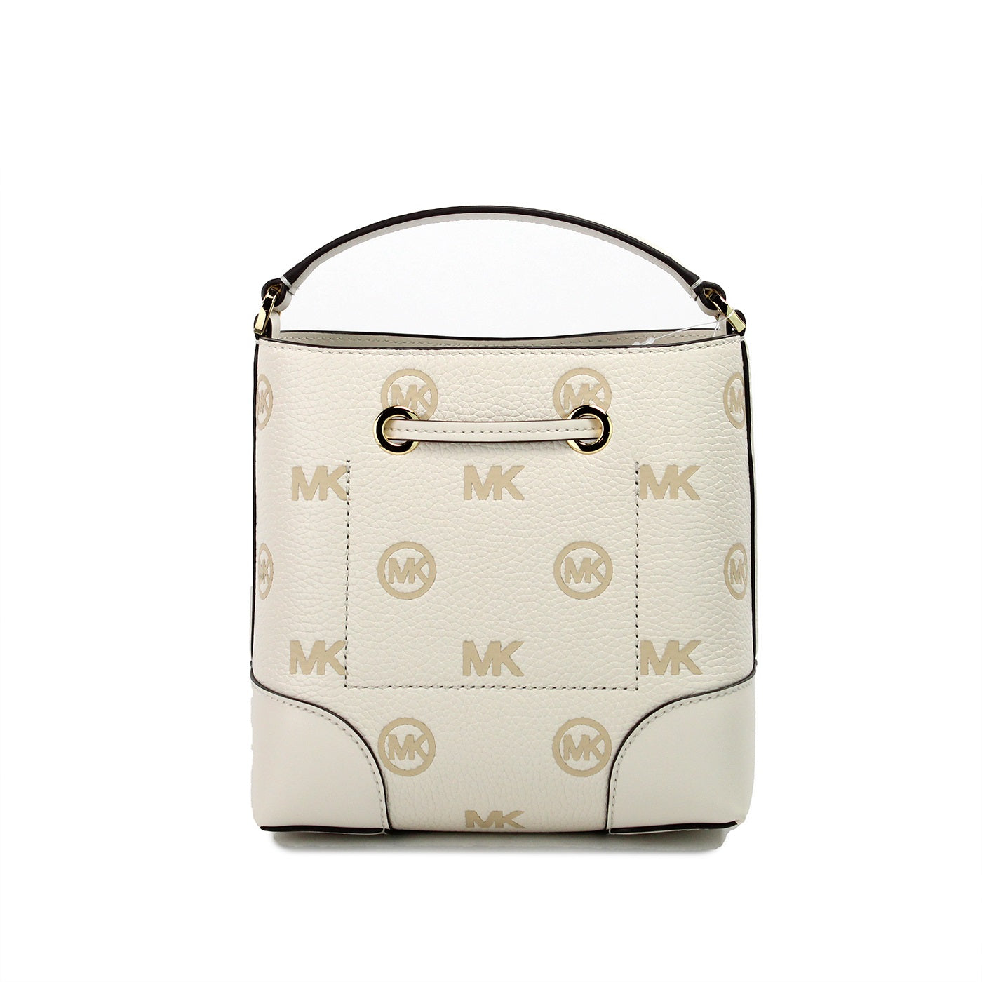 Michael Kors Mercer Small Light Cream Embossed Drawstring Bucket Messenger Bag - Luksusmuotia Michael Kors - Tutustu YVES JAVANNI® 