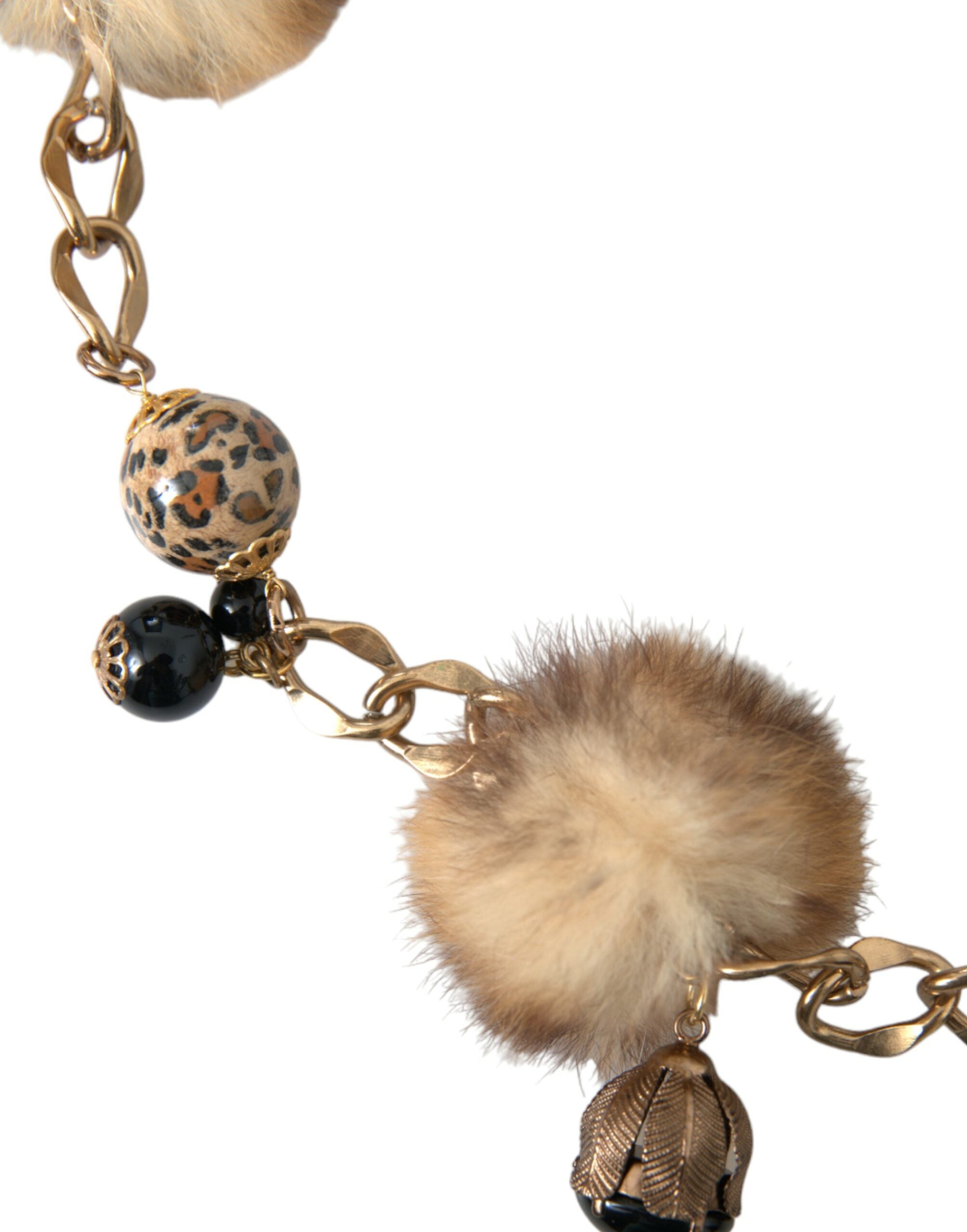 Dolce & Gabbana Gold Brass Leopard Fur Pearl Collier Chain Belt - Luksusmuotia Dolce & Gabbana - Tutustu YVES JAVANNI® 