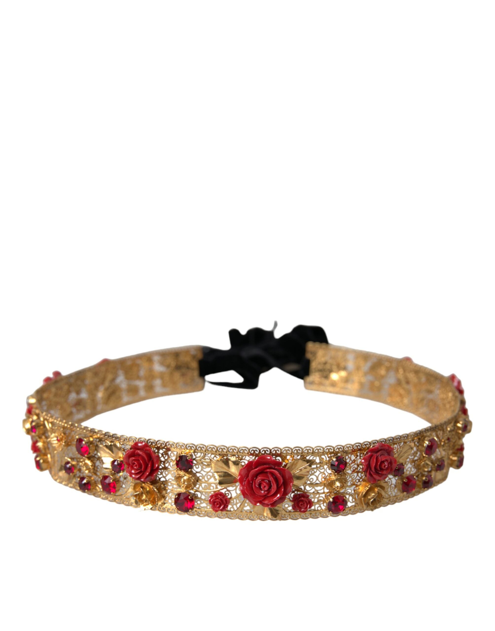 Dolce & Gabbana Gold Brass Red Roses Crystal Jewel Waist Belt - Luksusmuotia Dolce & Gabbana - Tutustu YVES JAVANNI® 