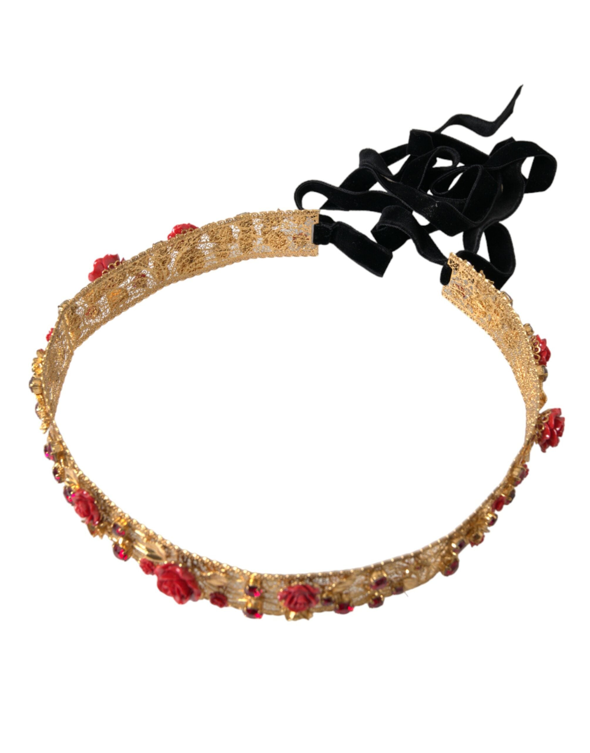 Dolce & Gabbana Gold Brass Red Roses Crystal Jewel Waist Belt - Luksusmuotia Dolce & Gabbana - Tutustu YVES JAVANNI® 