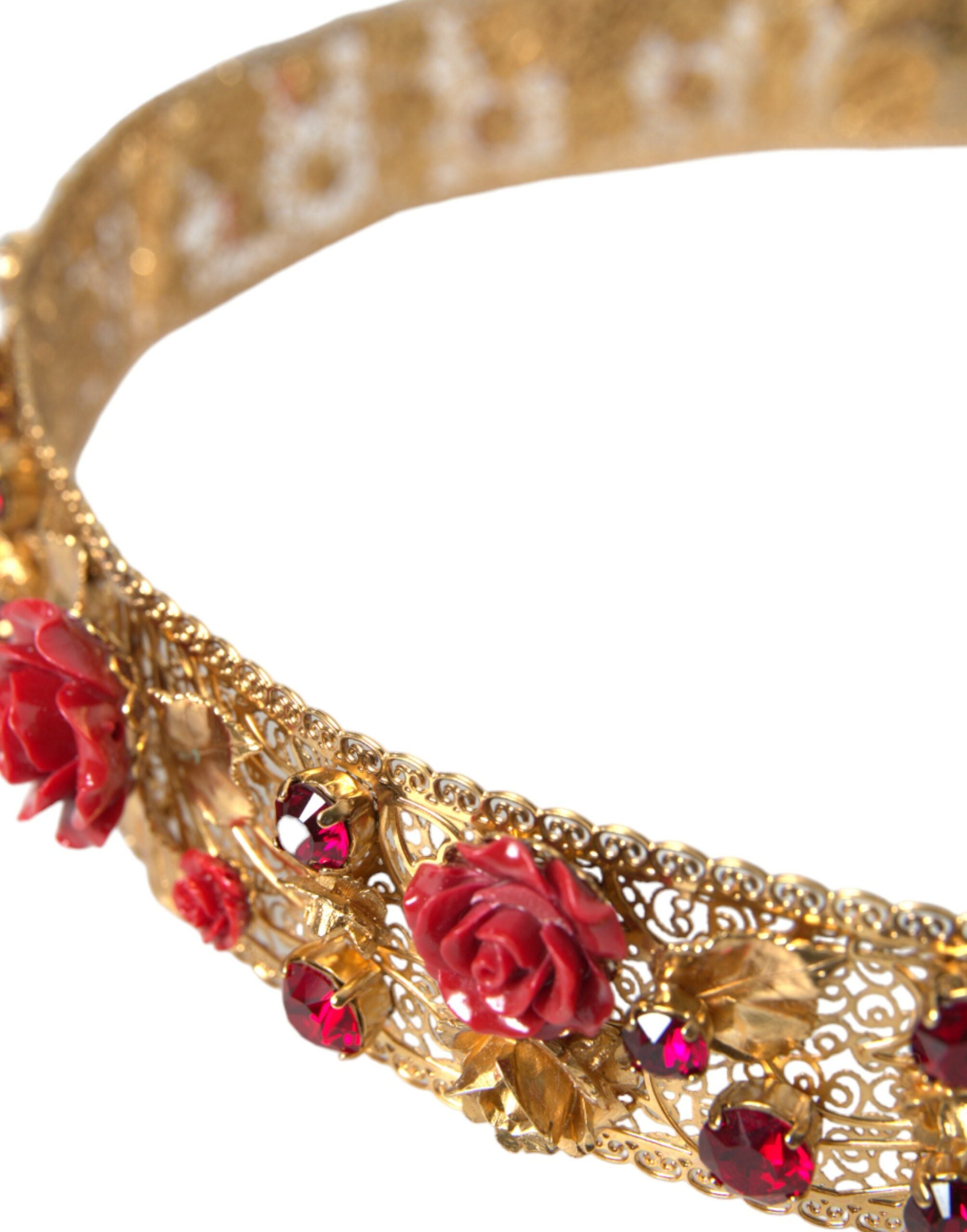 Dolce & Gabbana Gold Brass Red Roses Crystal Jewel Waist Belt - Luksusmuotia Dolce & Gabbana - Tutustu YVES JAVANNI® 