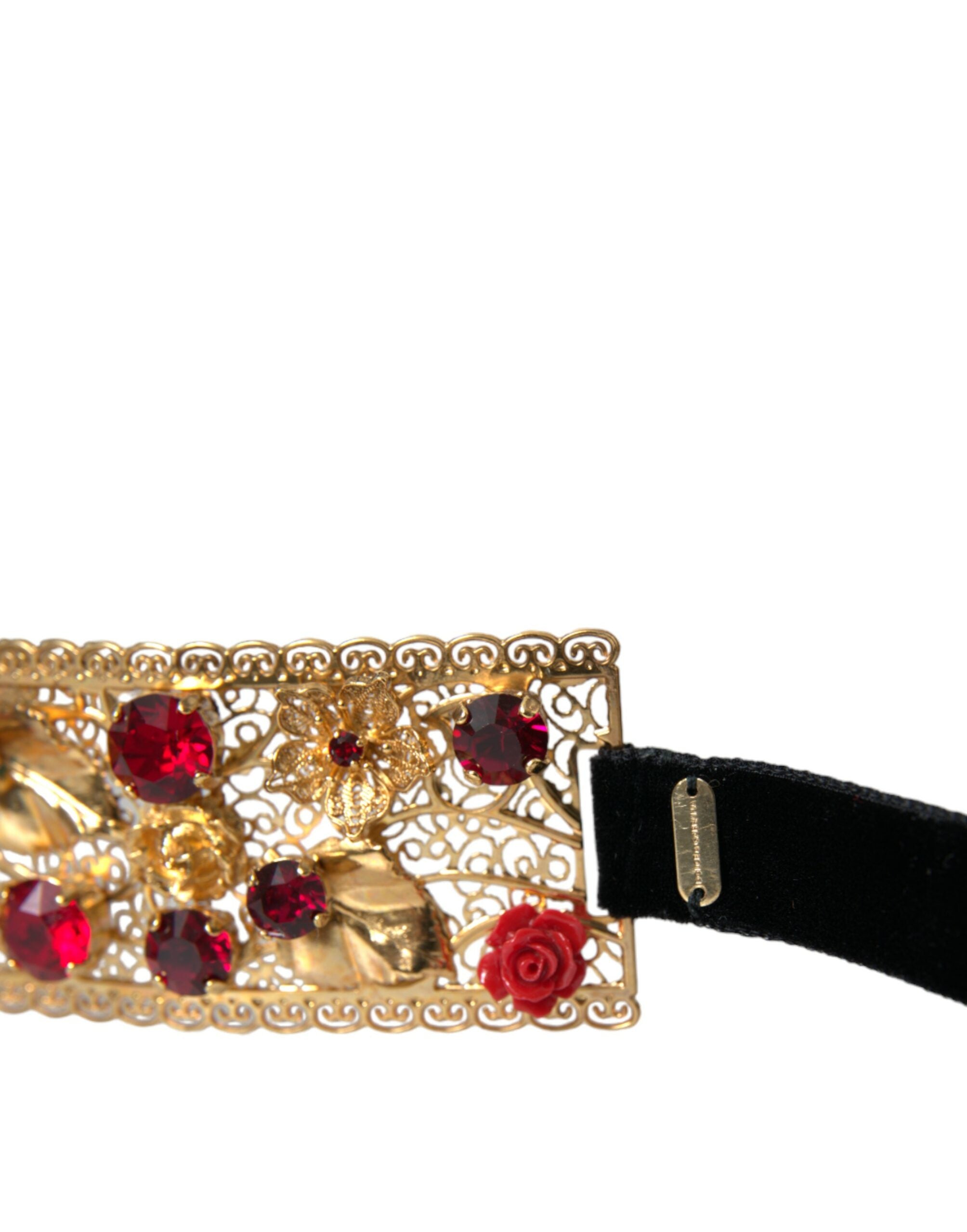 Dolce & Gabbana Gold Brass Red Roses Crystal Jewel Waist Belt - Luksusmuotia Dolce & Gabbana - Tutustu YVES JAVANNI® 