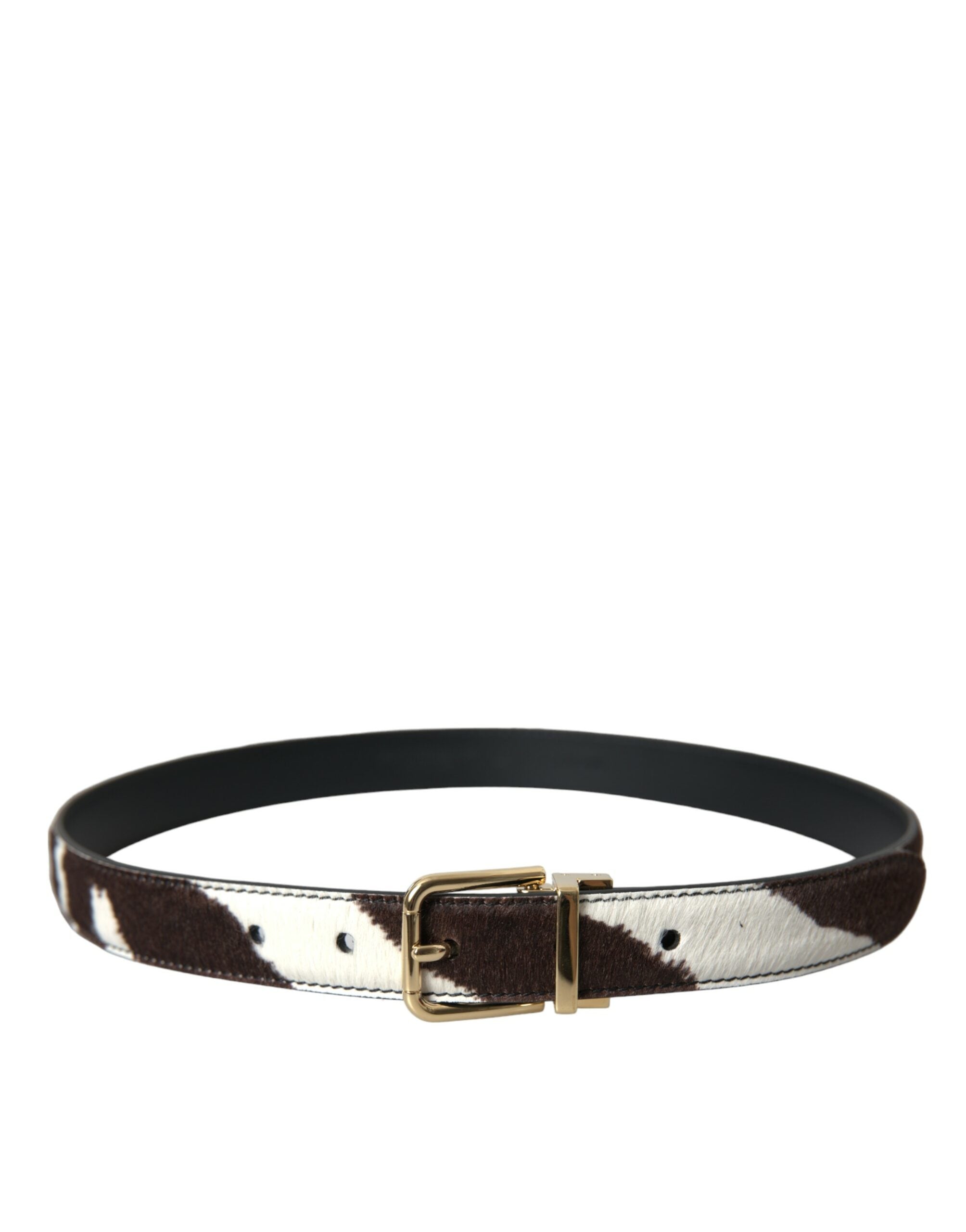 Dolce & Gabbana Brown White Zebra Pony Hair Gold Buckle Belt - Luksusmuotia Dolce & Gabbana - Tutustu YVES JAVANNI® 