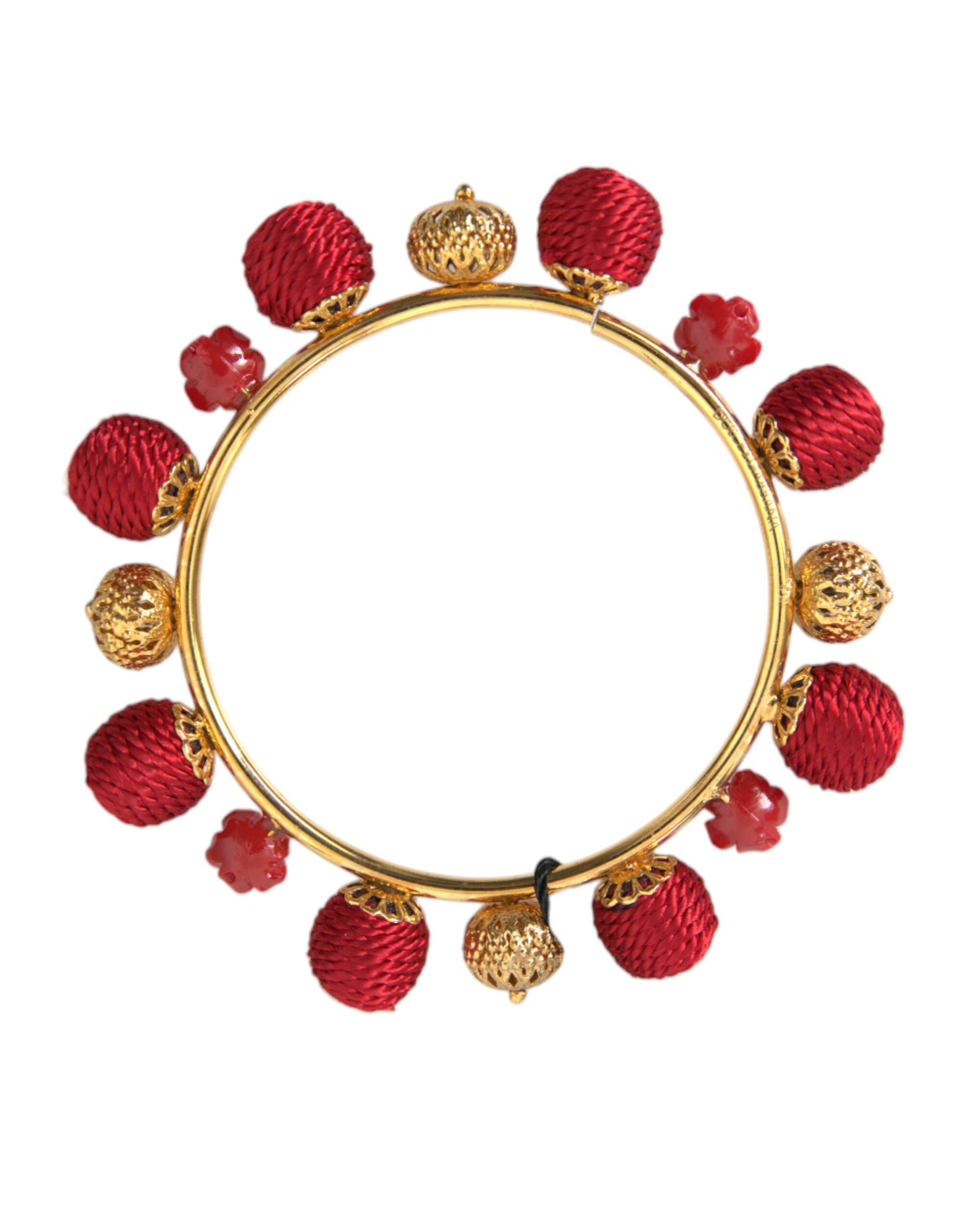 Dolce & Gabbana Gold Brass Red RUNWAY Sicilia Natale Roses Bracelet - Luksusmuotia Dolce & Gabbana - Tutustu YVES JAVANNI® 