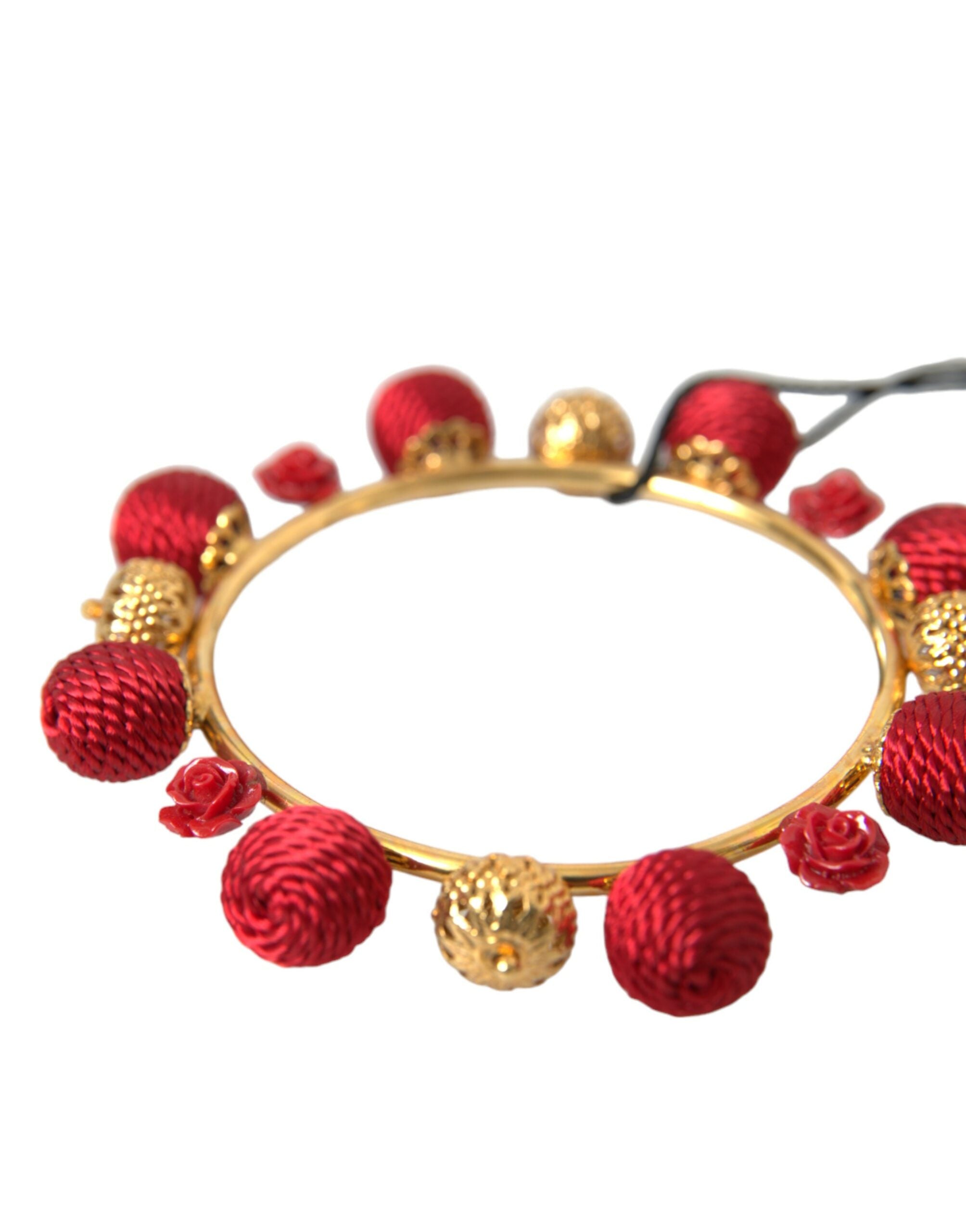 Dolce & Gabbana Gold Brass Red RUNWAY Sicilia Natale Roses Bracelet - Luksuslaukut ja asusteet Dolce & Gabbana - Tutustu YVES JAVANNI® 