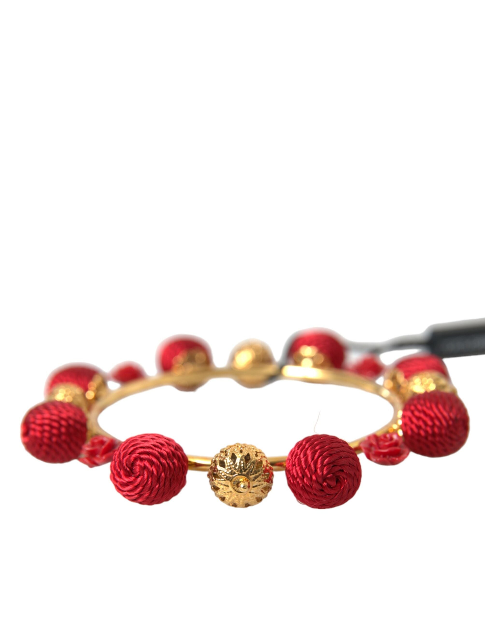 Dolce & Gabbana Gold Brass Red RUNWAY Sicilia Natale Roses Bracelet - Luksuslaukut ja asusteet Dolce & Gabbana - Tutustu YVES JAVANNI® 