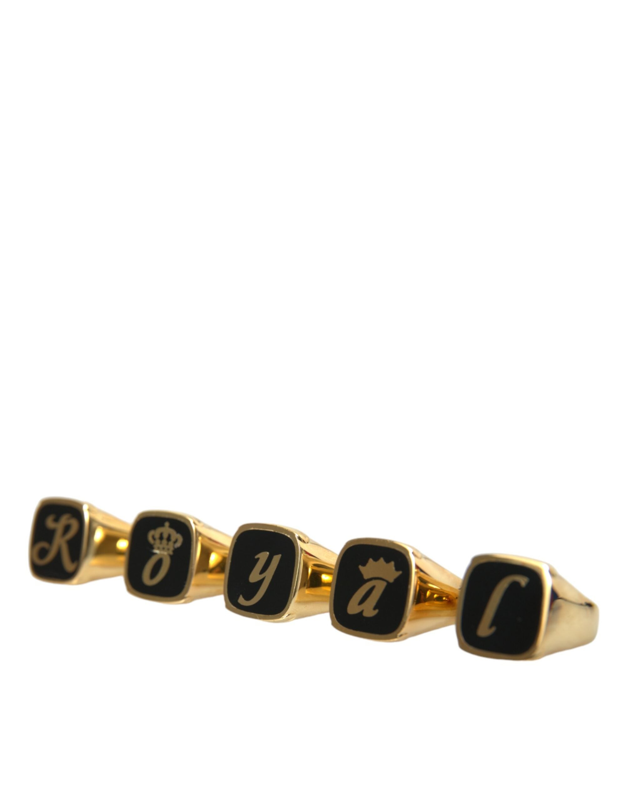 Dolce & Gabbana Gold Brass ROYAL Enamel Set of 5 Ring - Luksusmuotia Dolce & Gabbana - Tutustu YVES JAVANNI® 