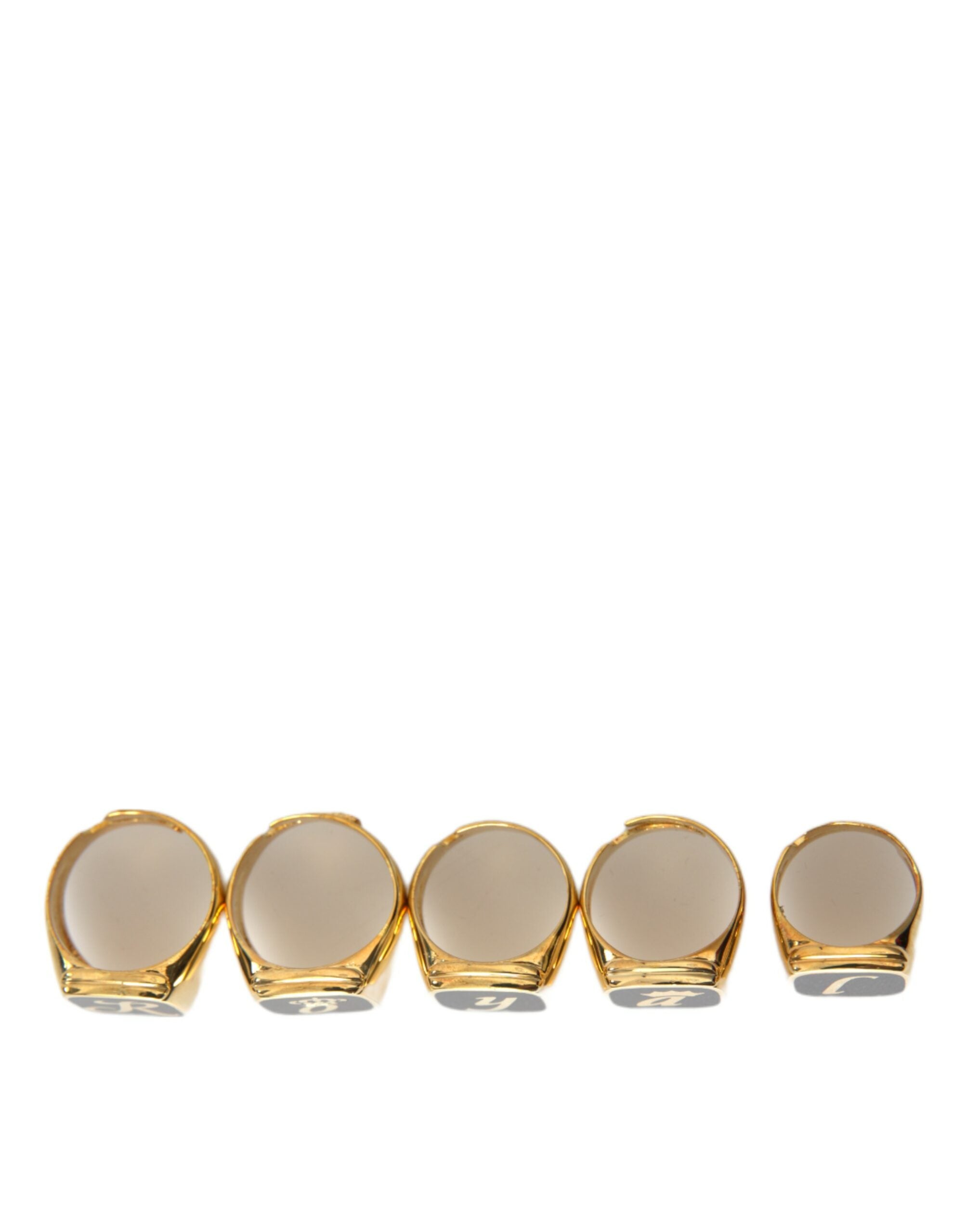 Dolce & Gabbana Gold Brass ROYAL Enamel Set of 5 Ring - Luksusmuotia Dolce & Gabbana - Tutustu YVES JAVANNI® 