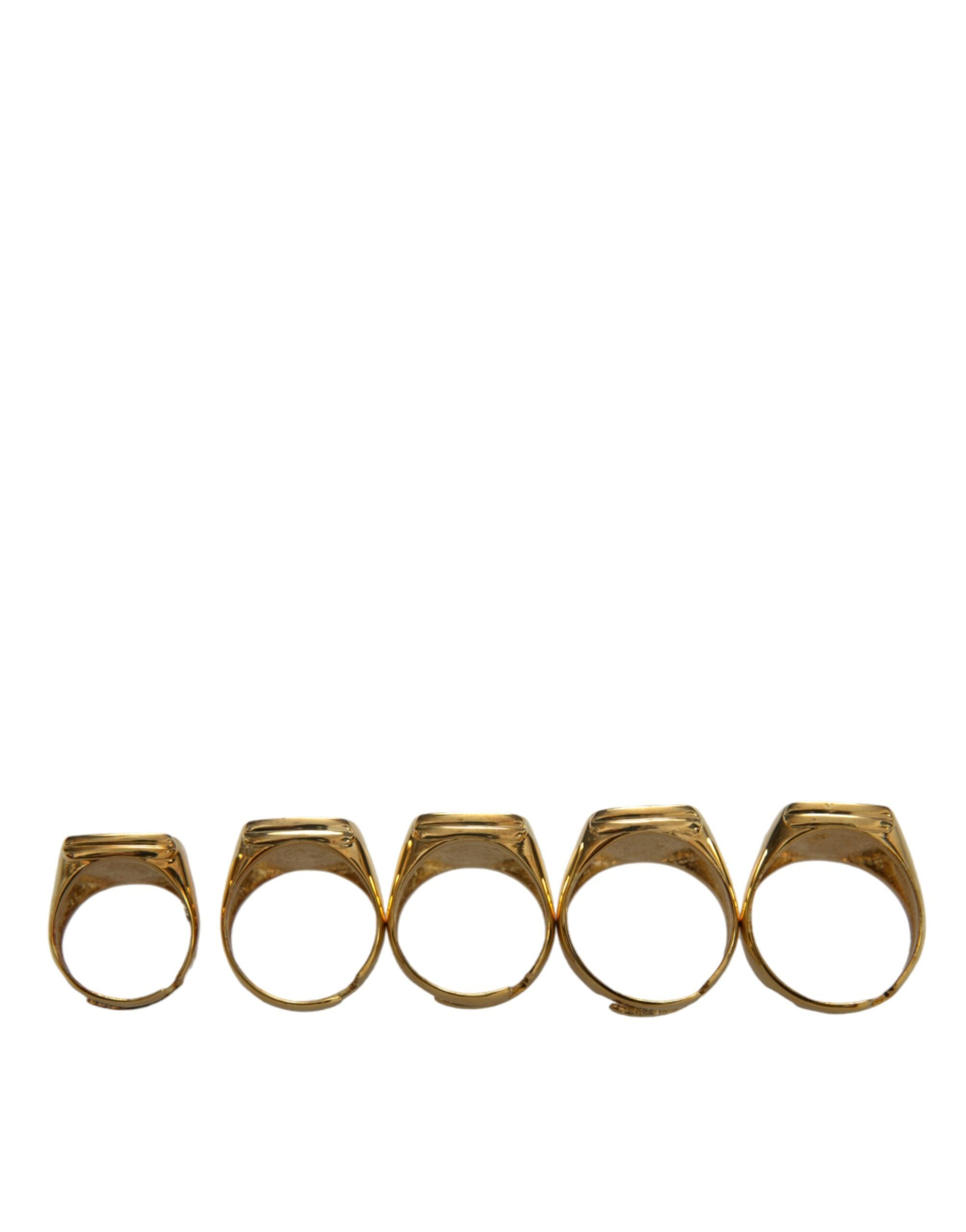 Dolce & Gabbana Gold Brass ROYAL Enamel Set of 5 Ring - Luksusmuotia Dolce & Gabbana - Tutustu YVES JAVANNI® 