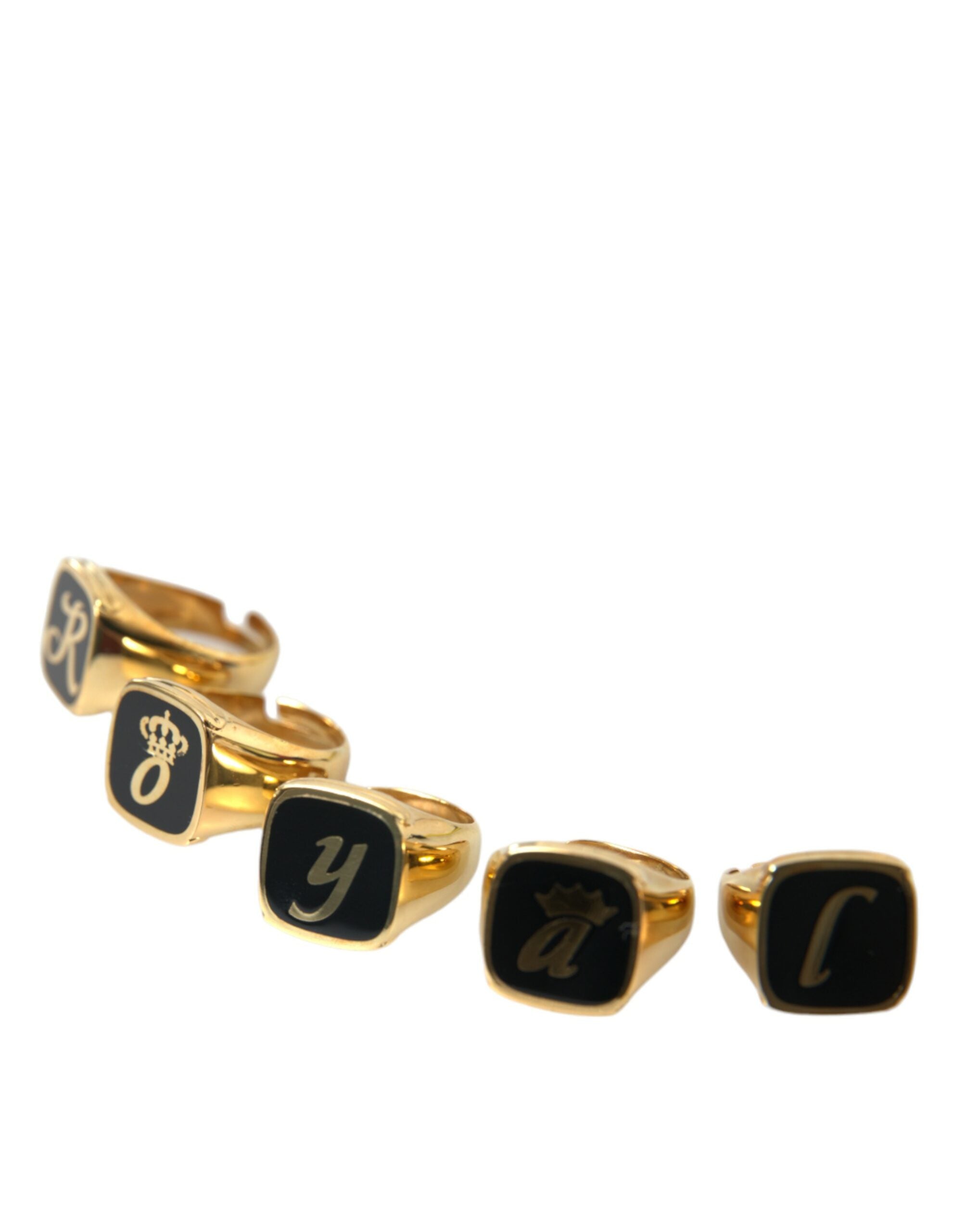 Dolce & Gabbana Gold Brass ROYAL Enamel Set of 5 Ring - Luksusmuotia Dolce & Gabbana - Tutustu YVES JAVANNI® 