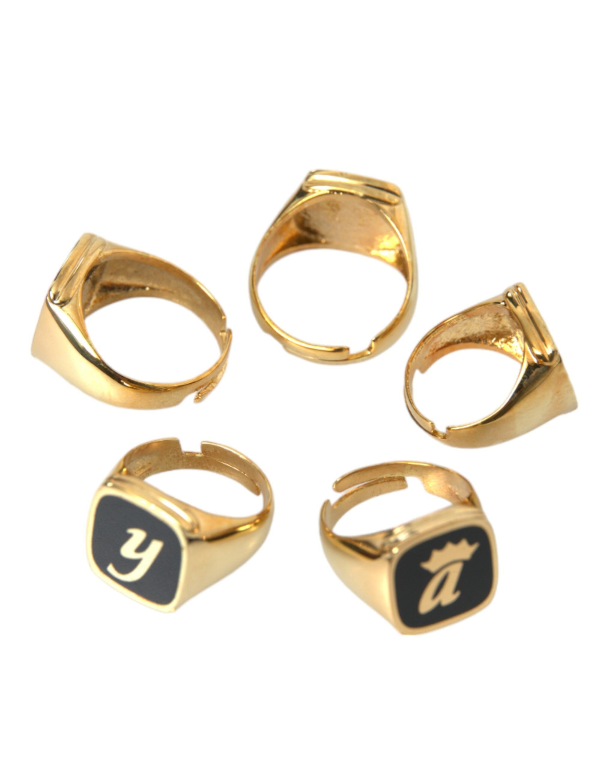 Dolce & Gabbana Gold Brass ROYAL Enamel Set of 5 Ring - Luksusmuotia Dolce & Gabbana - Tutustu YVES JAVANNI® 