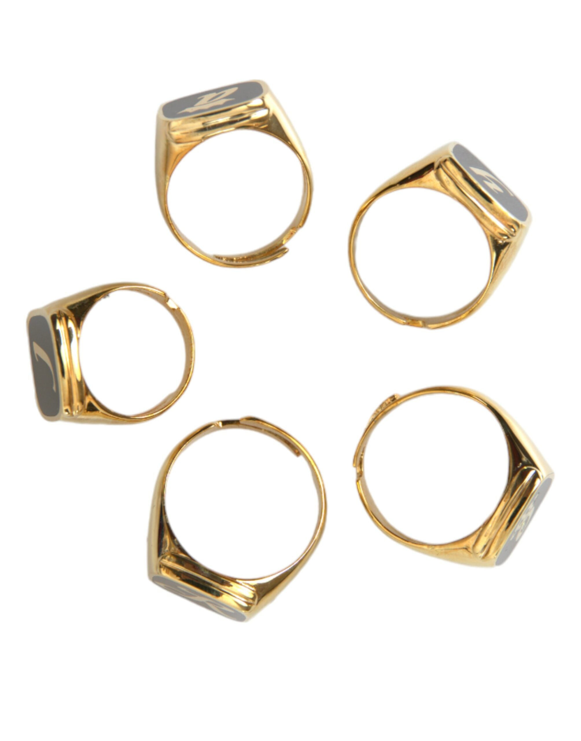 Dolce & Gabbana Gold Brass ROYAL Enamel Set of 5 Ring - Luksusmuotia Dolce & Gabbana - Tutustu YVES JAVANNI® 