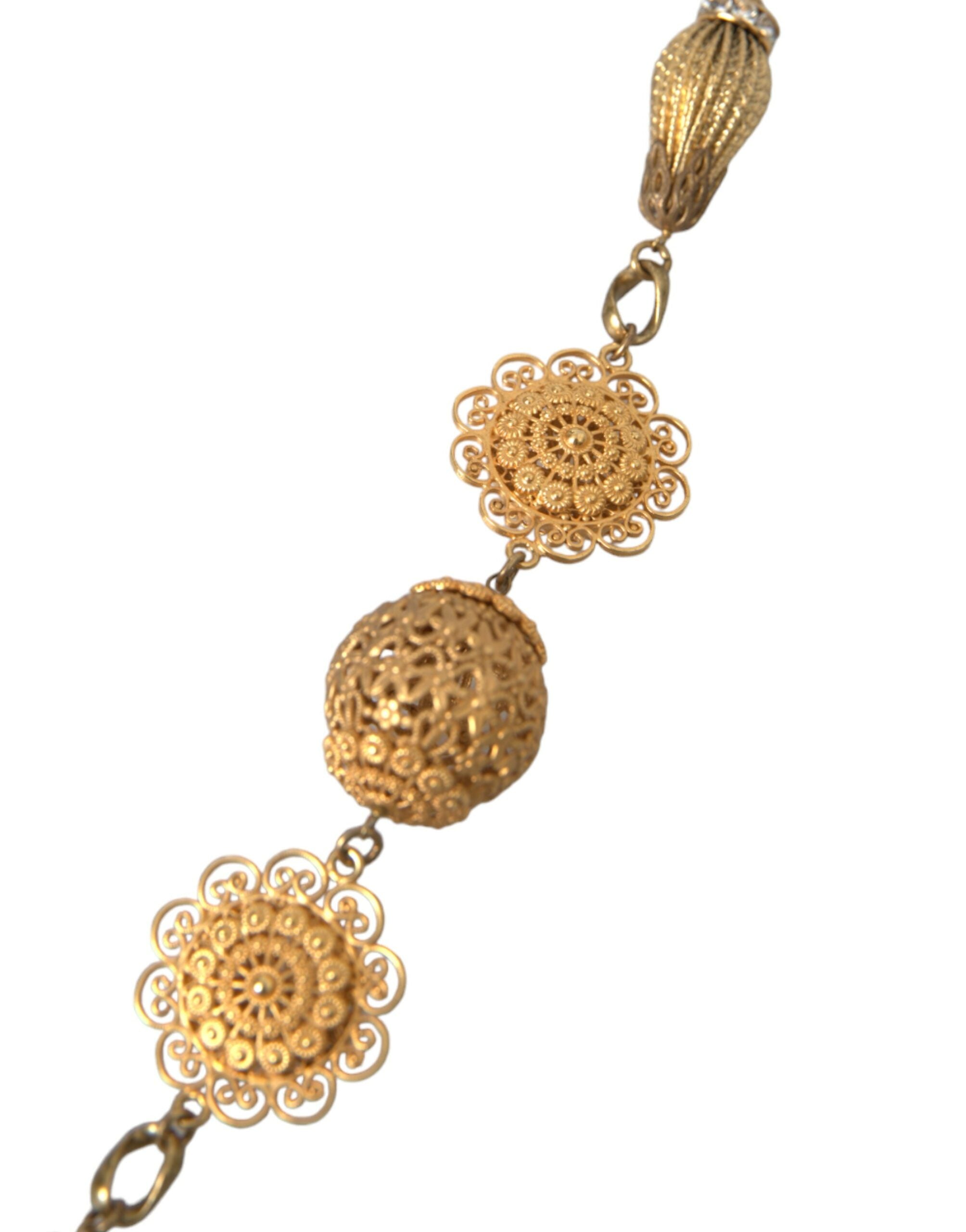 Dolce & Gabbana Crystal Flower Filigree Gold Brass Statement Necklace - Luksusmuotia Dolce & Gabbana - Tutustu YVES JAVANNI® 