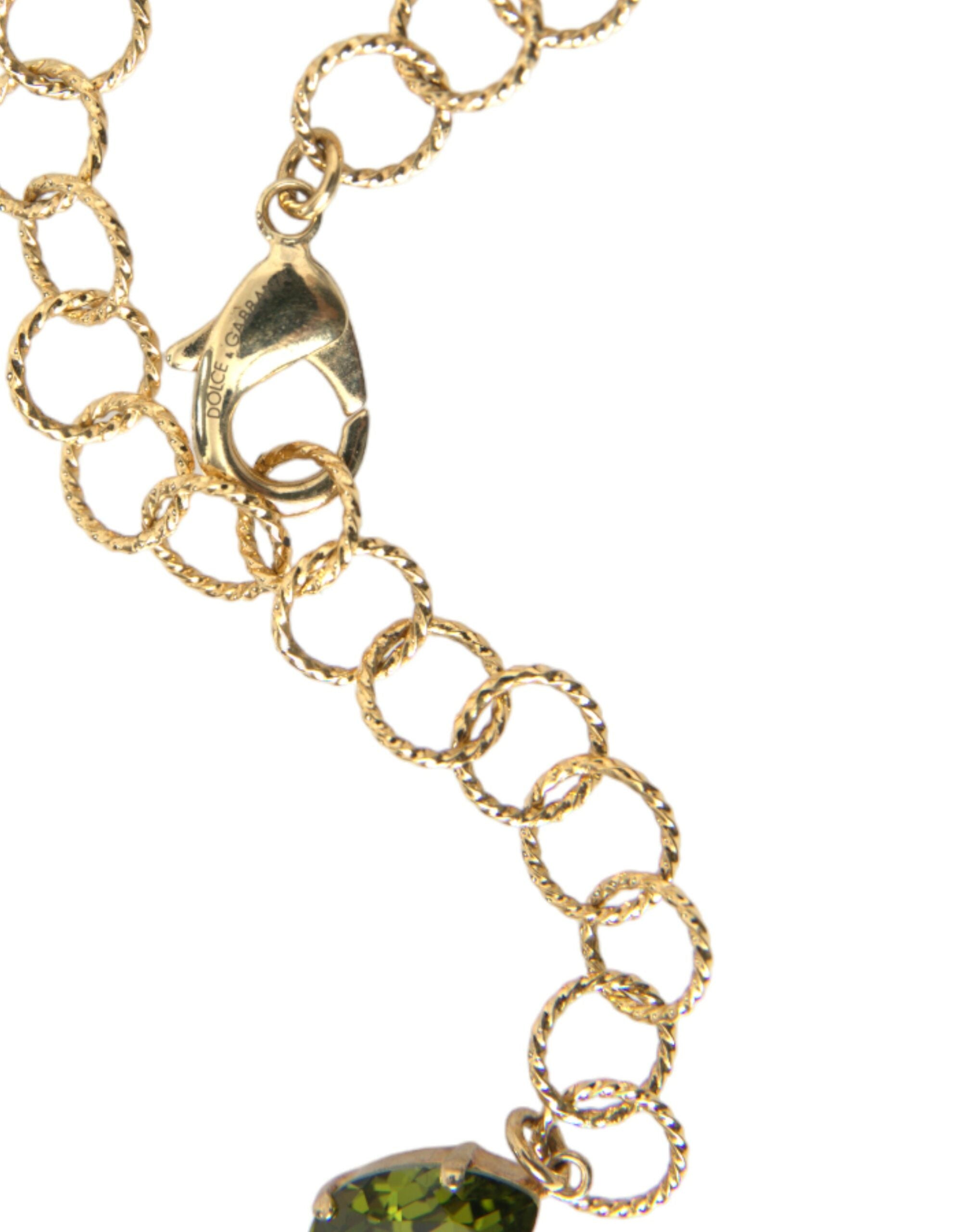 Dolce & Gabbana Gold Brass Link Chain Rose Petal Crystal Pendant Necklace - Luksusmuotia Dolce & Gabbana - Tutustu YVES JAVANNI® 