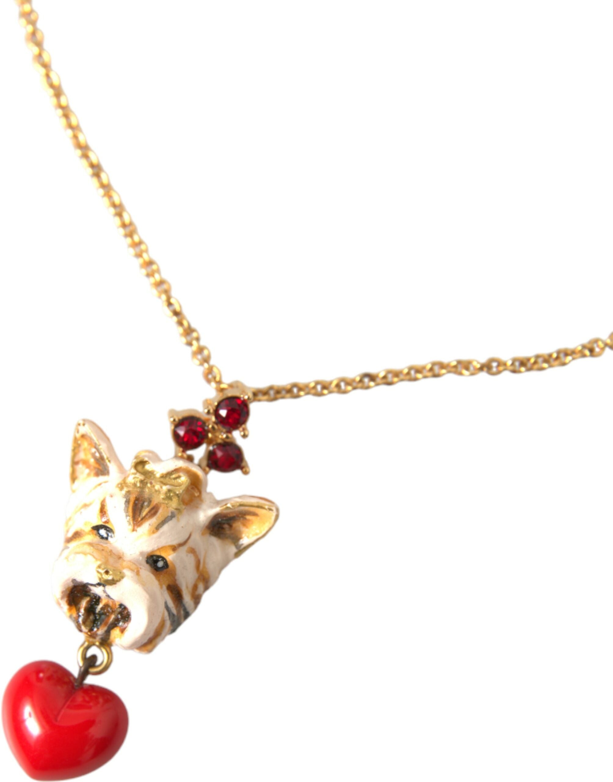 Dolce & Gabbana Gold Brass Chain Dog Heart Pendant Charm Necklace - Luksusmuotia Dolce & Gabbana - Tutustu YVES JAVANNI® 