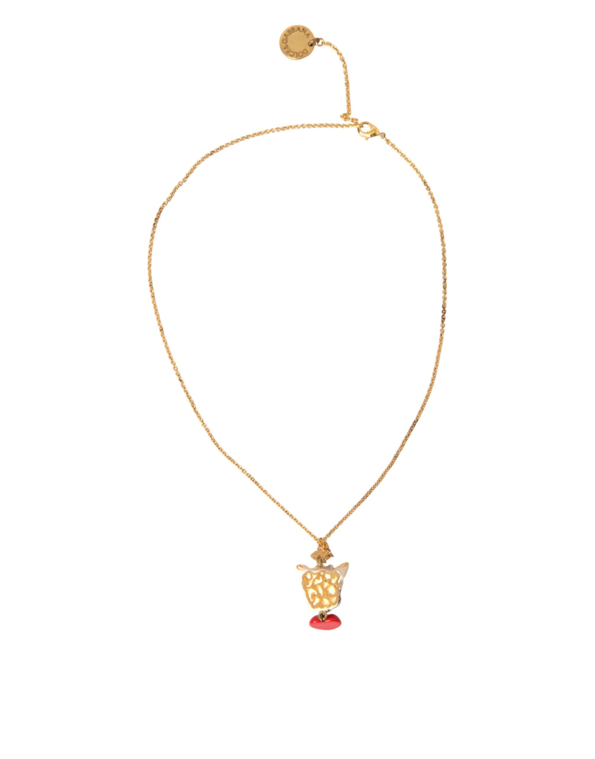 Dolce & Gabbana Gold Brass Chain Dog Heart Pendant Charm Necklace - Luksusmuotia Dolce & Gabbana - Tutustu YVES JAVANNI® 