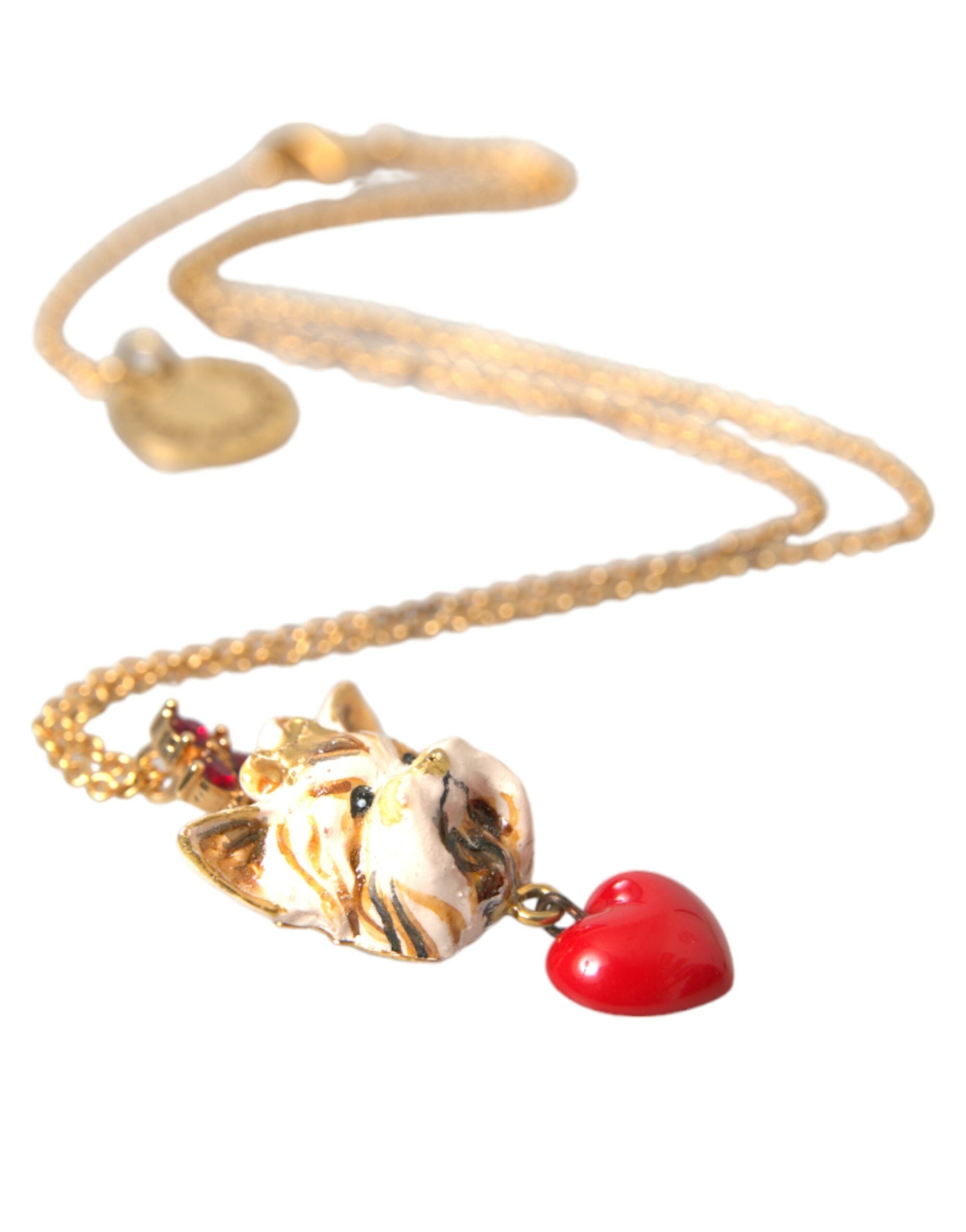 Dolce & Gabbana Gold Brass Chain Dog Heart Pendant Charm Necklace - Luksusmuotia Dolce & Gabbana - Tutustu YVES JAVANNI® 