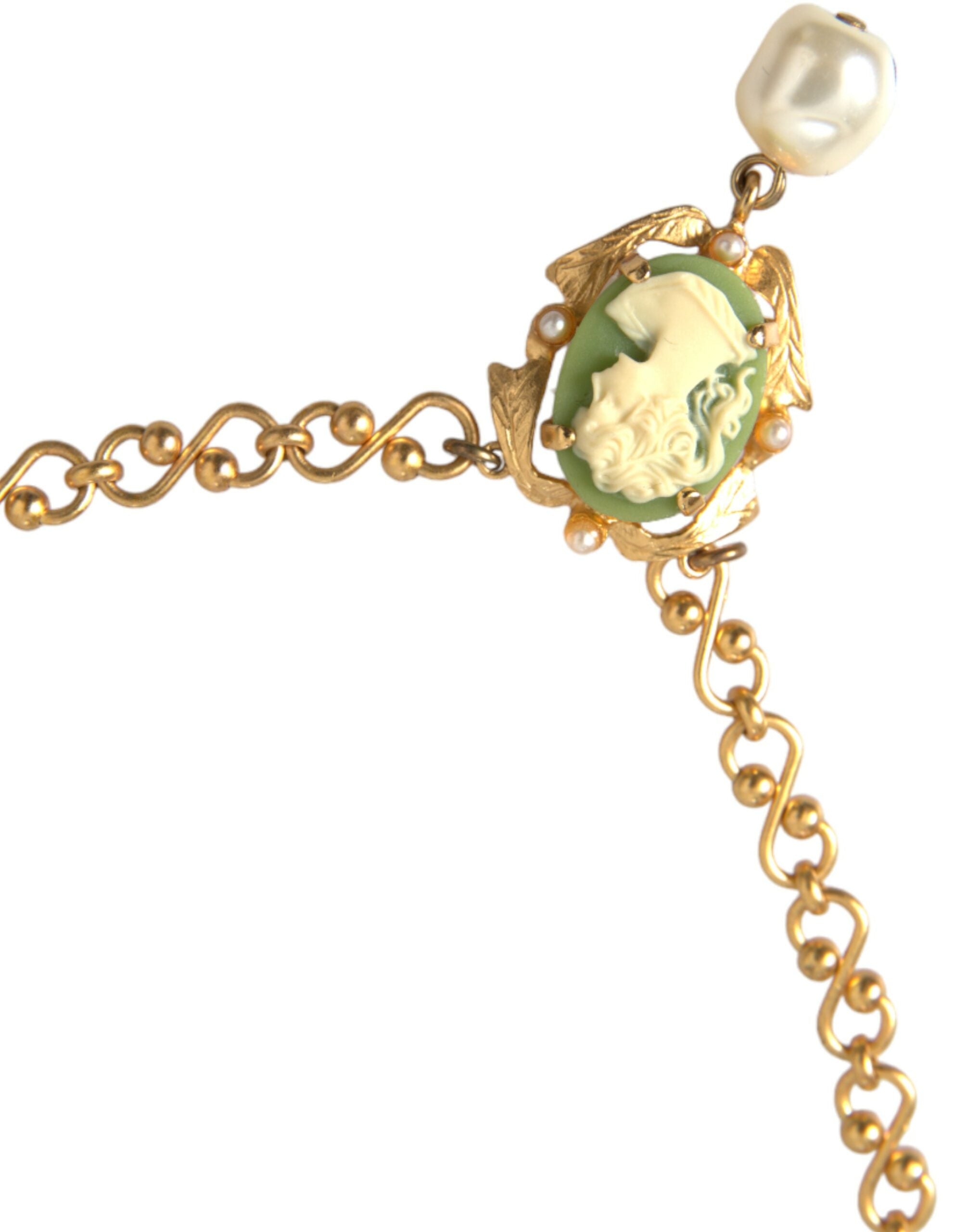 Dolce & Gabbana Gold Brass Chain Pearl Pendant Charm Necklace - Luksusmuotia Dolce & Gabbana - Tutustu YVES JAVANNI® 