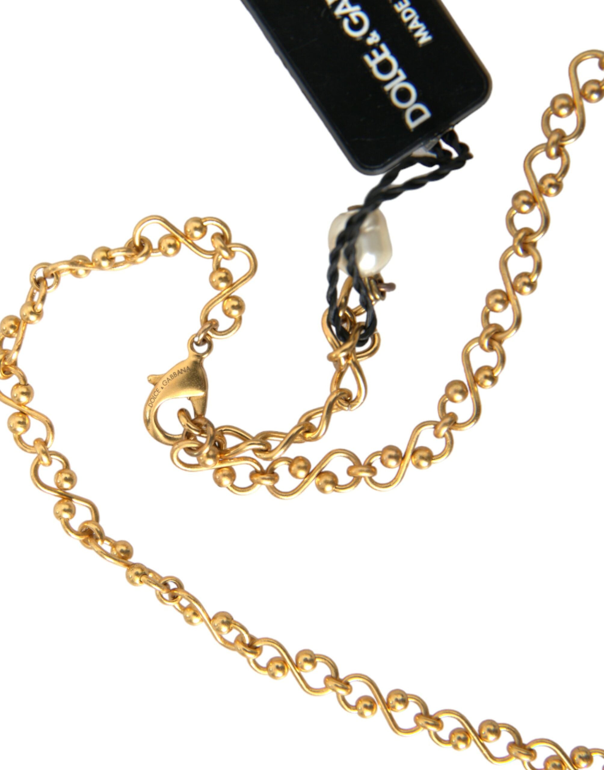 Dolce & Gabbana Gold Brass Chain Pearl Pendant Charm Necklace - Luksusmuotia Dolce & Gabbana - Tutustu YVES JAVANNI® 