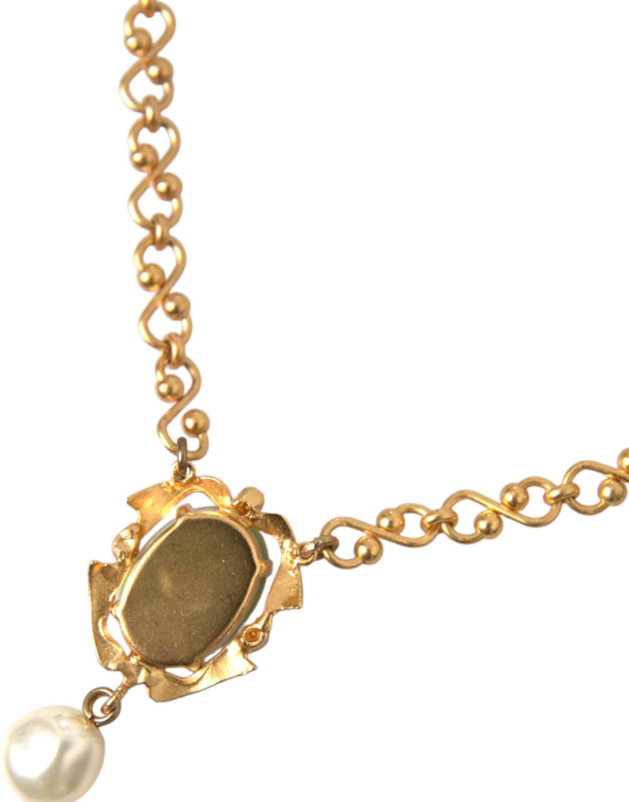 Dolce & Gabbana Gold Brass Chain Pearl Pendant Charm Necklace - Luksusmuotia Dolce & Gabbana - Tutustu YVES JAVANNI® 