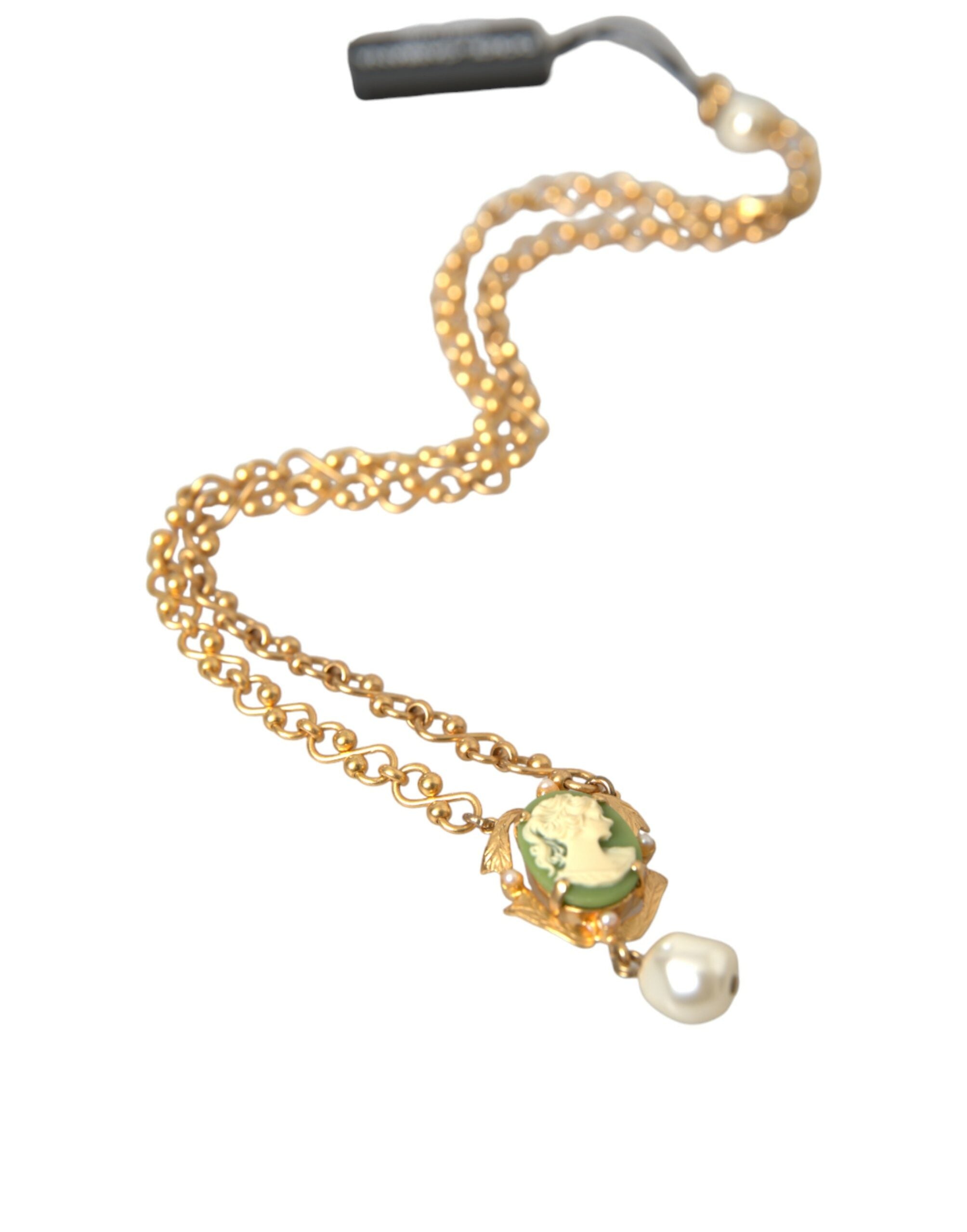 Dolce & Gabbana Gold Brass Chain Pearl Pendant Charm Necklace - Luksusmuotia Dolce & Gabbana - Tutustu YVES JAVANNI® 