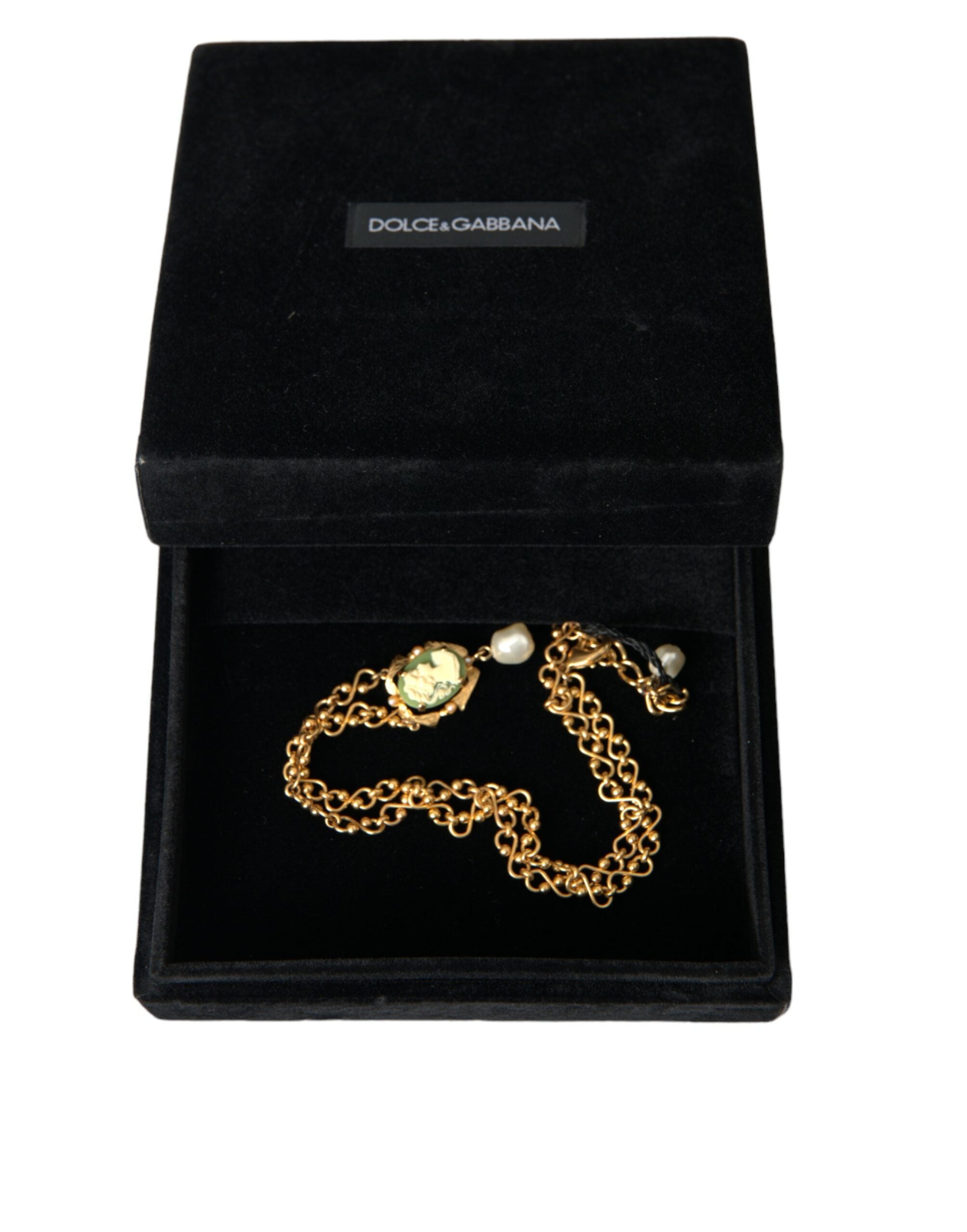 Dolce & Gabbana Gold Brass Chain Pearl Pendant Charm Necklace - Luksusmuotia Dolce & Gabbana - Tutustu YVES JAVANNI® 