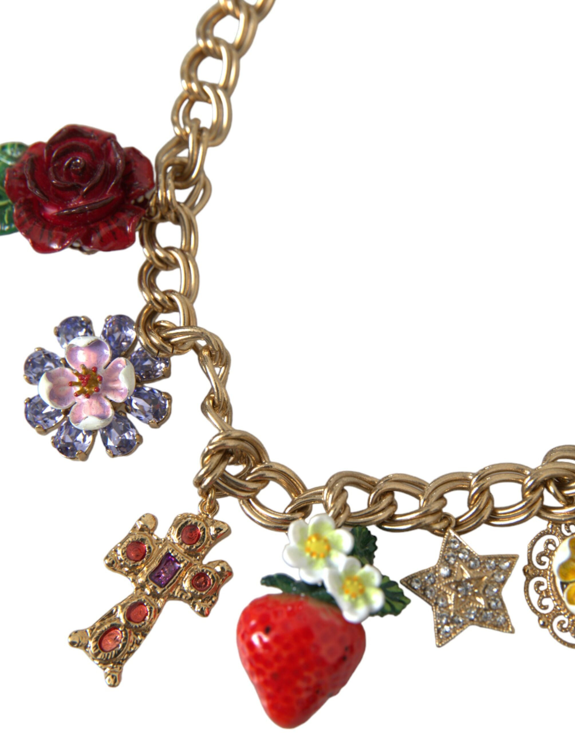 Dolce & Gabbana Gold Chain Rose Cross Strawberry Star Pendant Necklace - Luksusmuotia Dolce & Gabbana - Tutustu YVES JAVANNI® 