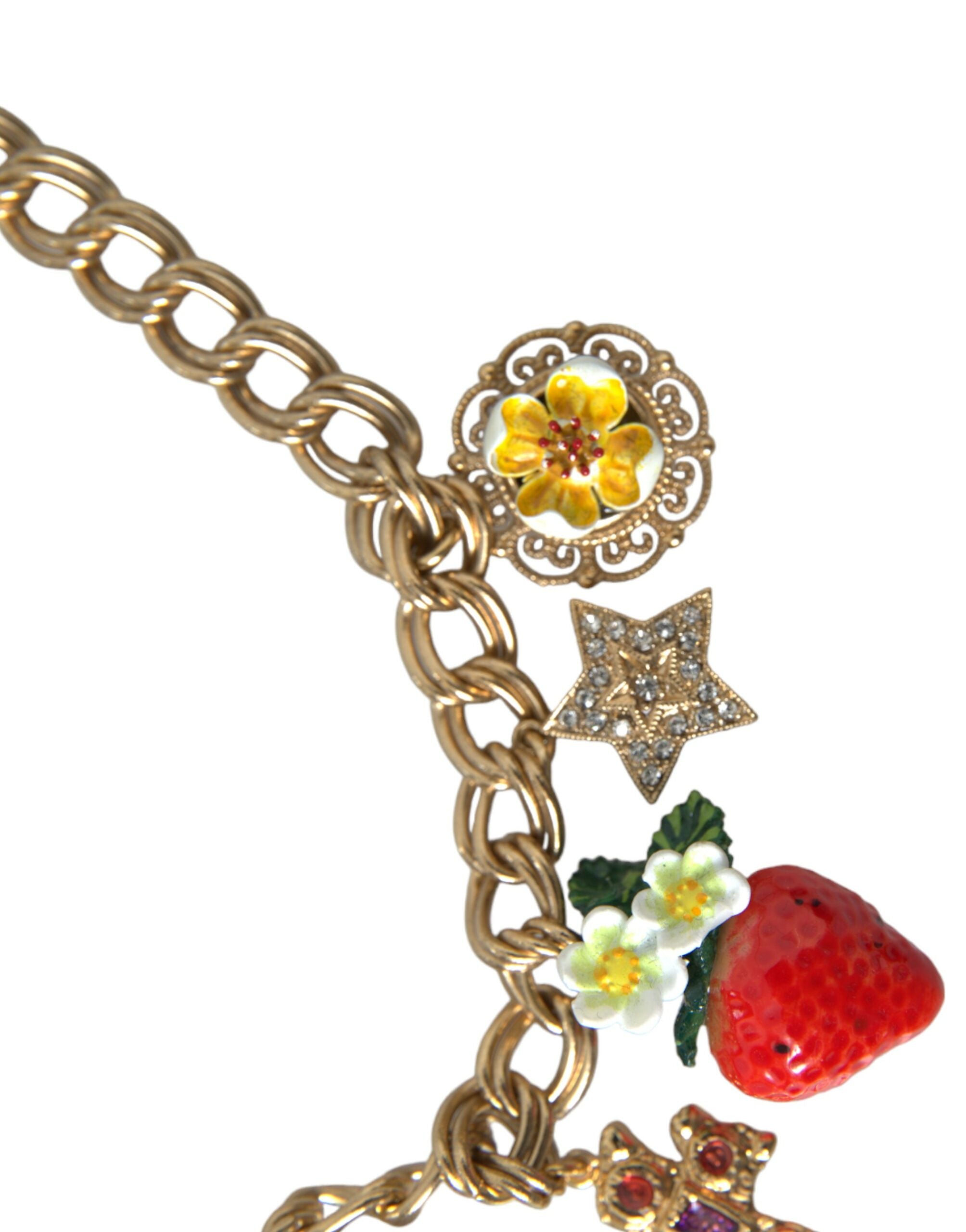 Dolce & Gabbana Gold Chain Rose Cross Strawberry Star Pendant Necklace - Luksusmuotia Dolce & Gabbana - Tutustu YVES JAVANNI® 