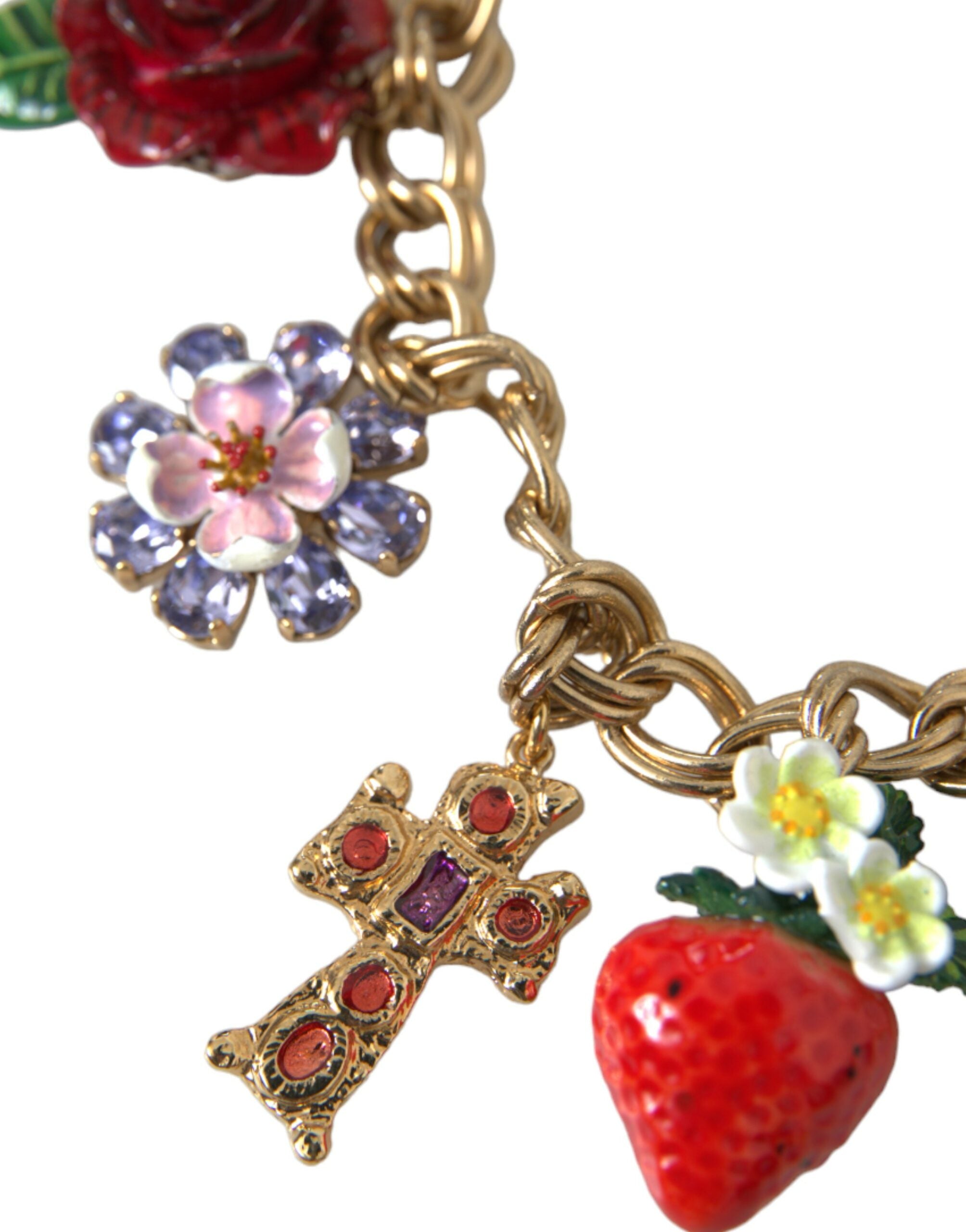 Dolce & Gabbana Gold Chain Rose Cross Strawberry Star Pendant Necklace - Luksusmuotia Dolce & Gabbana - Tutustu YVES JAVANNI® 