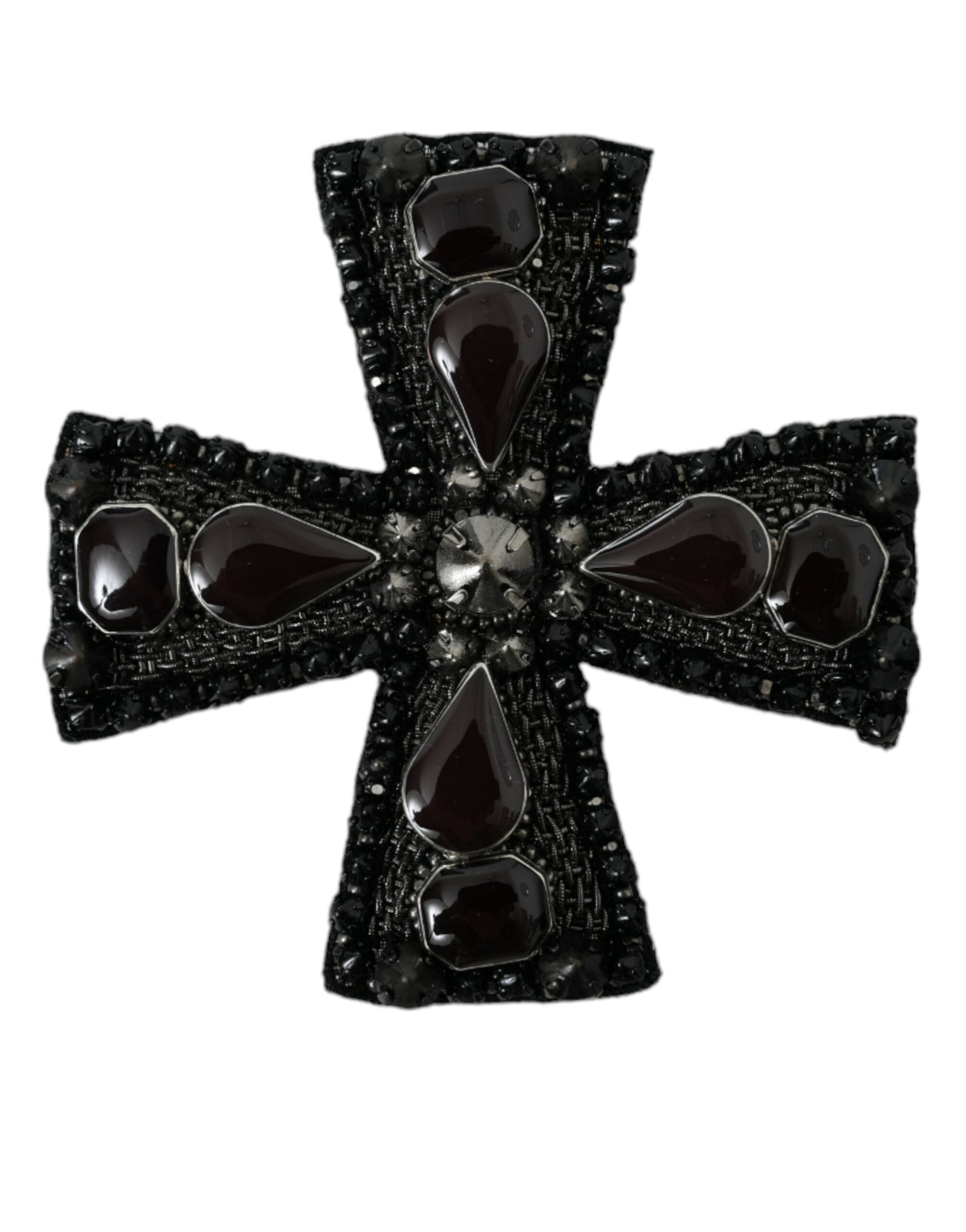 Dolce & Gabbana Black Crystals Embellished Cross Pin Brooch - Luksusmuotia Dolce & Gabbana - Tutustu YVES JAVANNI® 