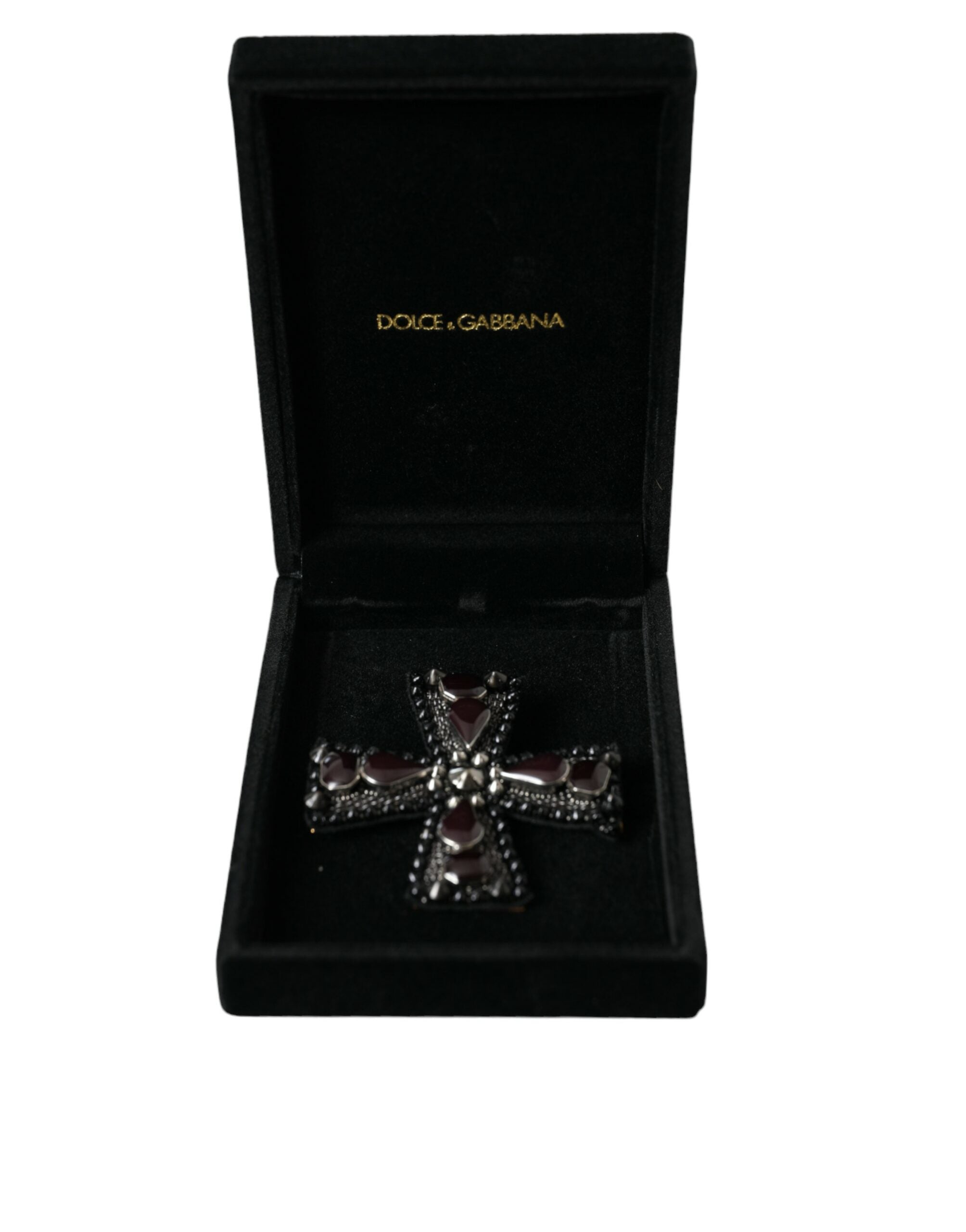 Dolce & Gabbana Black Crystals Embellished Cross Pin Brooch - Luksusmuotia Dolce & Gabbana - Tutustu YVES JAVANNI® 