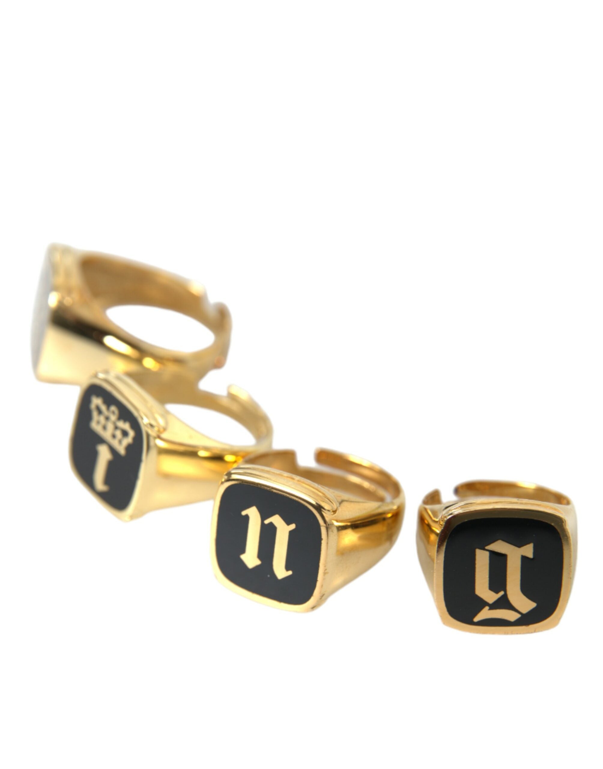 Dolce & Gabbana Gold Brass KING Enamel Set of 4 Ring - Luksusmuotia Dolce & Gabbana - Tutustu YVES JAVANNI® 