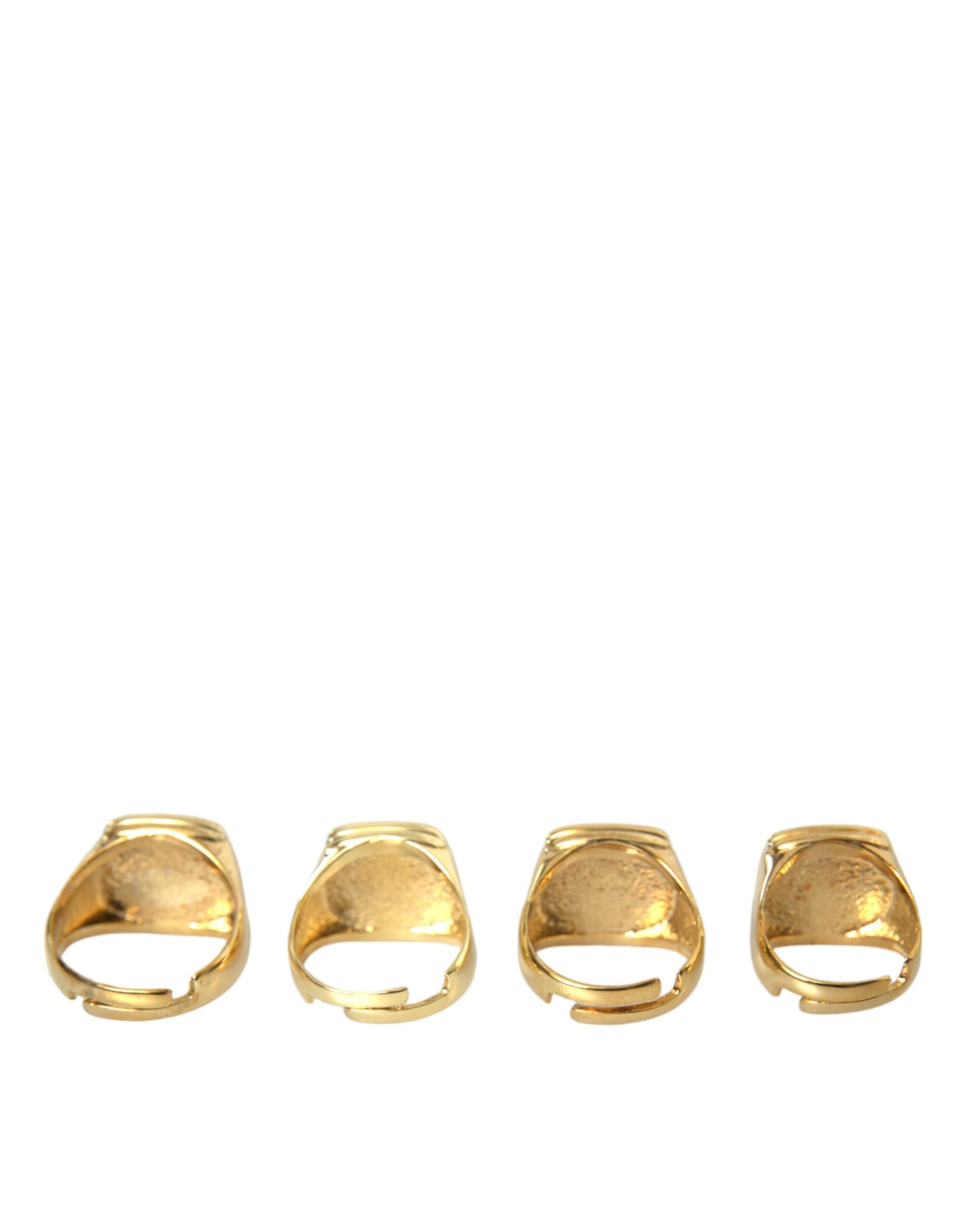 Dolce & Gabbana Gold Brass KING Enamel Set of 4 Ring - Luksusmuotia Dolce & Gabbana - Tutustu YVES JAVANNI® 