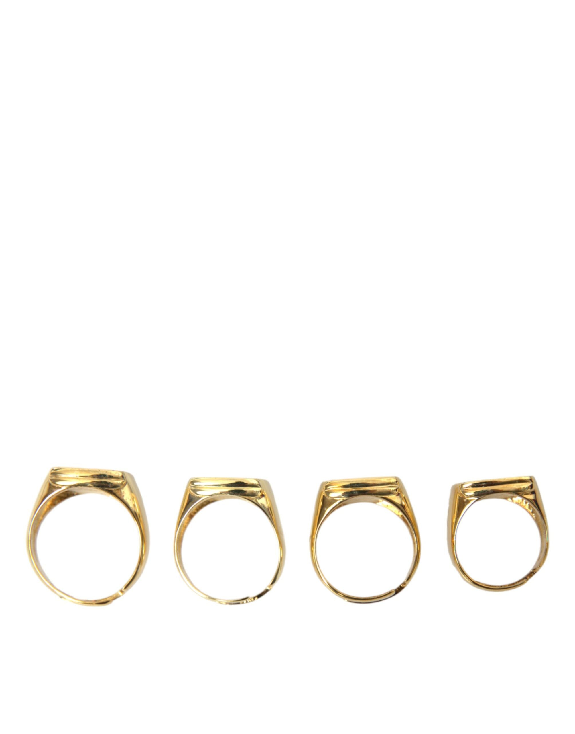 Dolce & Gabbana Gold Brass KING Enamel Set of 4 Ring - Luksusmuotia Dolce & Gabbana - Tutustu YVES JAVANNI® 