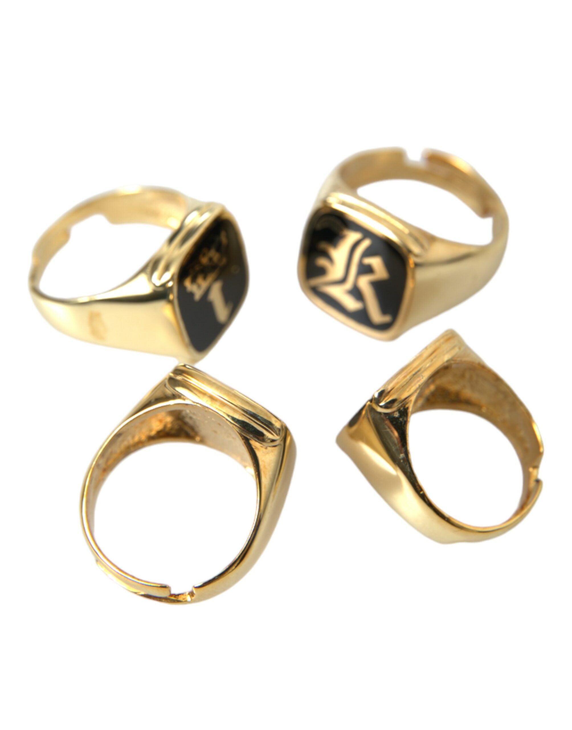 Dolce & Gabbana Gold Brass KING Enamel Set of 4 Ring - Luksusmuotia Dolce & Gabbana - Tutustu YVES JAVANNI® 