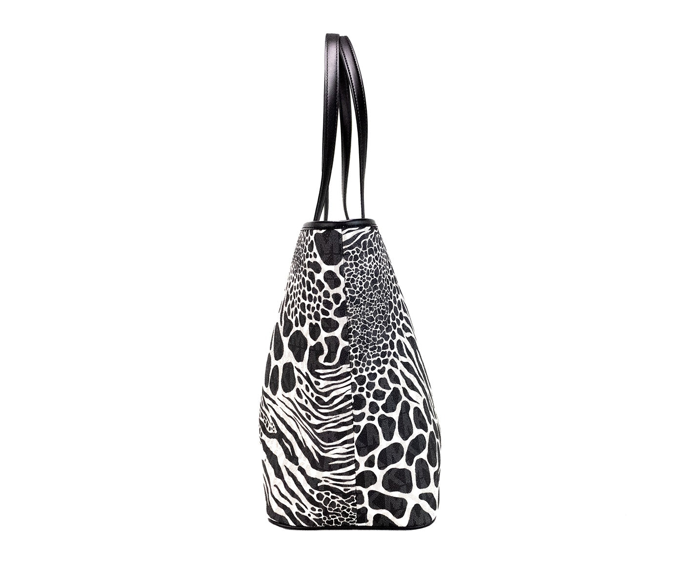 Michael Kors Carter Large Black Animal Print PVC Open Tote Shoulder Purse Bag - Luksusmuotia Michael Kors - Tutustu YVES JAVANNI® 