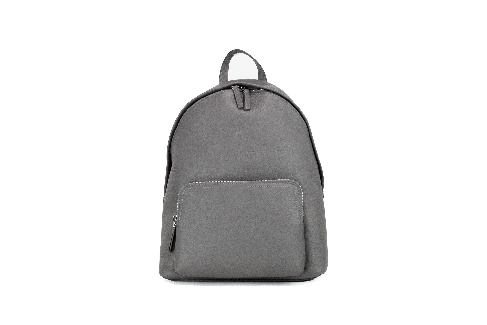 Burberry Abbeydale Branded Charcoal Grey Pebbled Leather Backpack Bookbag - Luksuslaukut ja asusteet Burberry - Tutustu YVES JAVANNI® 