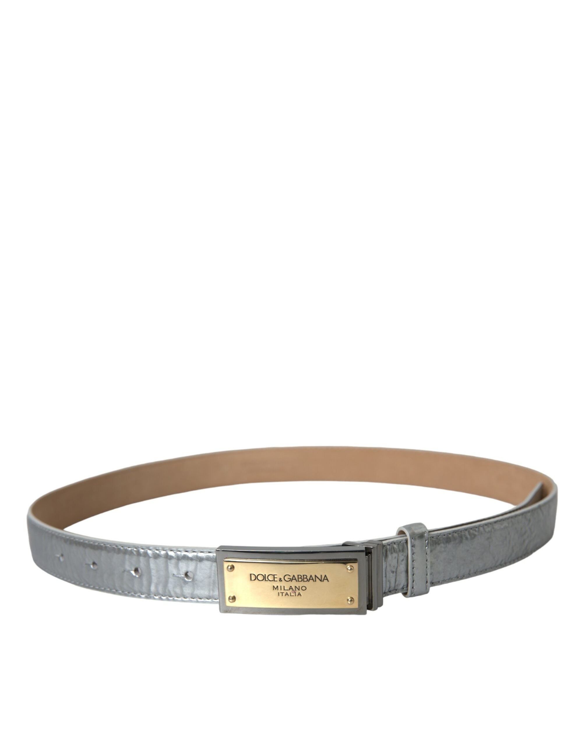 Dolce & Gabbana Silver Leather Metal Logo Buckle Belt Men - Luksusmuotia Dolce & Gabbana - Tutustu YVES JAVANNI® 