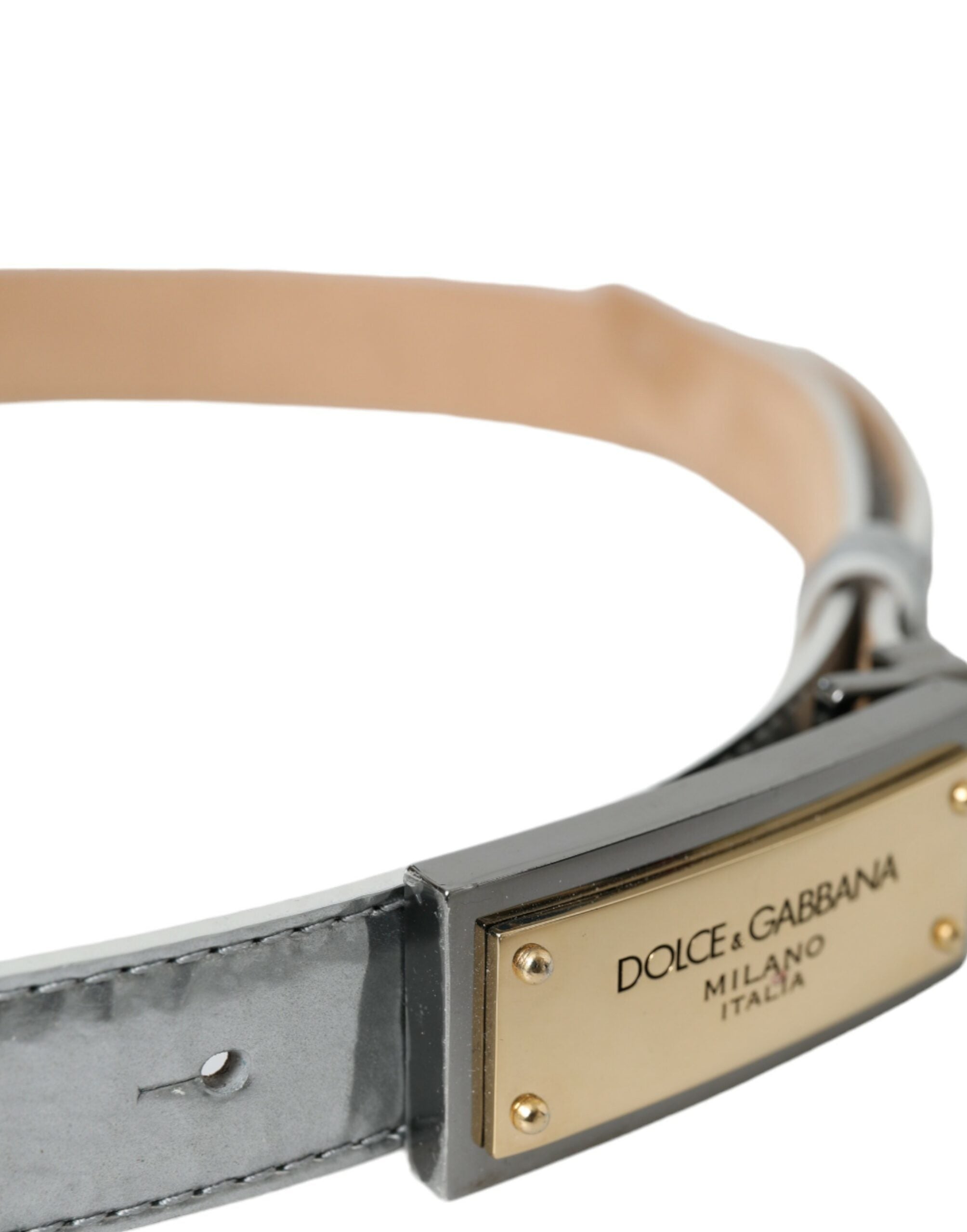 Dolce & Gabbana Silver Leather Metal Logo Buckle Belt Men - Luksusmuotia Dolce & Gabbana - Tutustu YVES JAVANNI® 